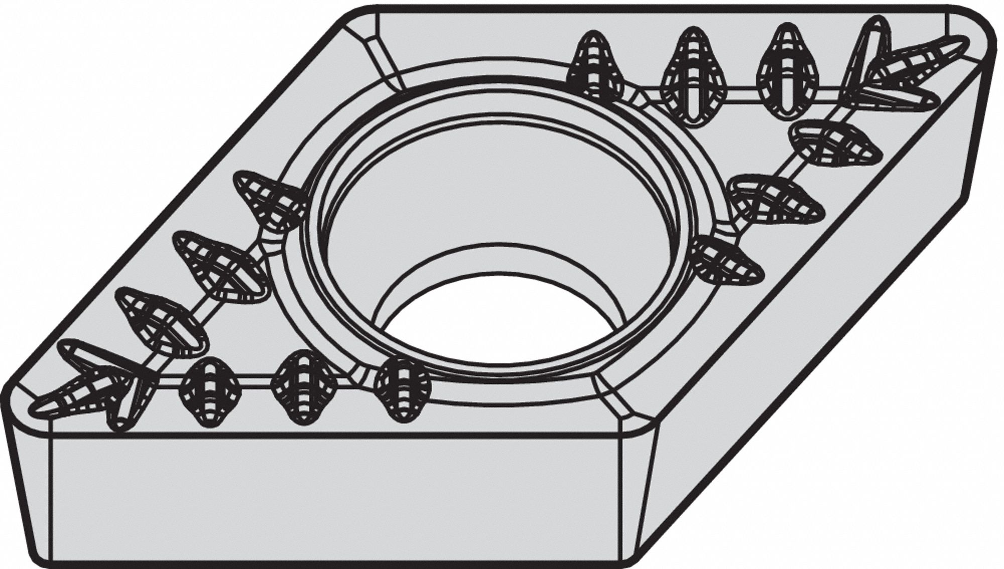 Diamond Turning Insert: DCMT Insert, Neutral, 5/32 in Thick, 1/32 in Corner Radius, TiN