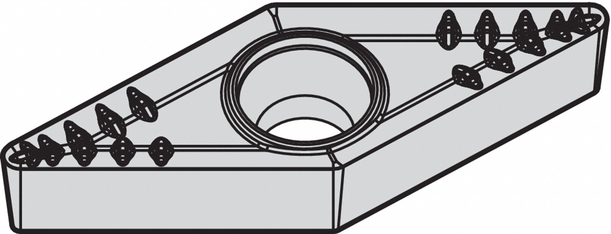 Diamond Turning Insert: VBMT Insert, Neutral, 3/16 in Thick, 1/32 in Corner Radius, TiN