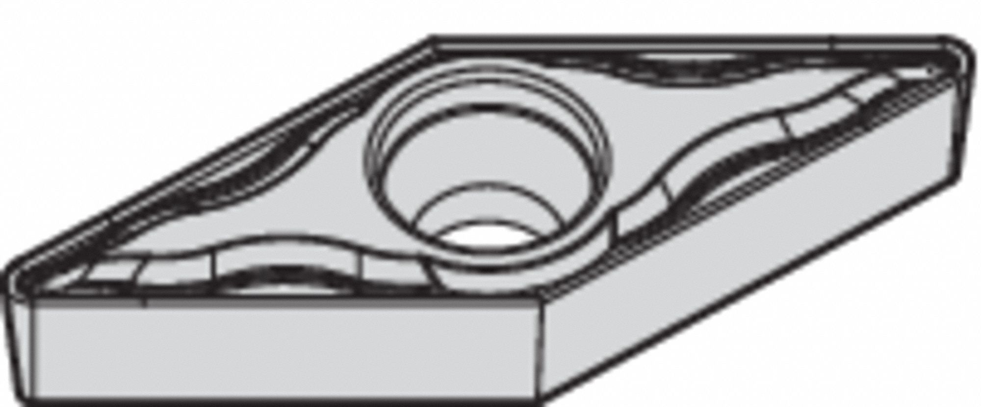 DIAMOND TURNING INSERT, VBMT, NEUTRAL, 3/16 IN THICK, 1/64 IN CORNER RADIUS, TIN