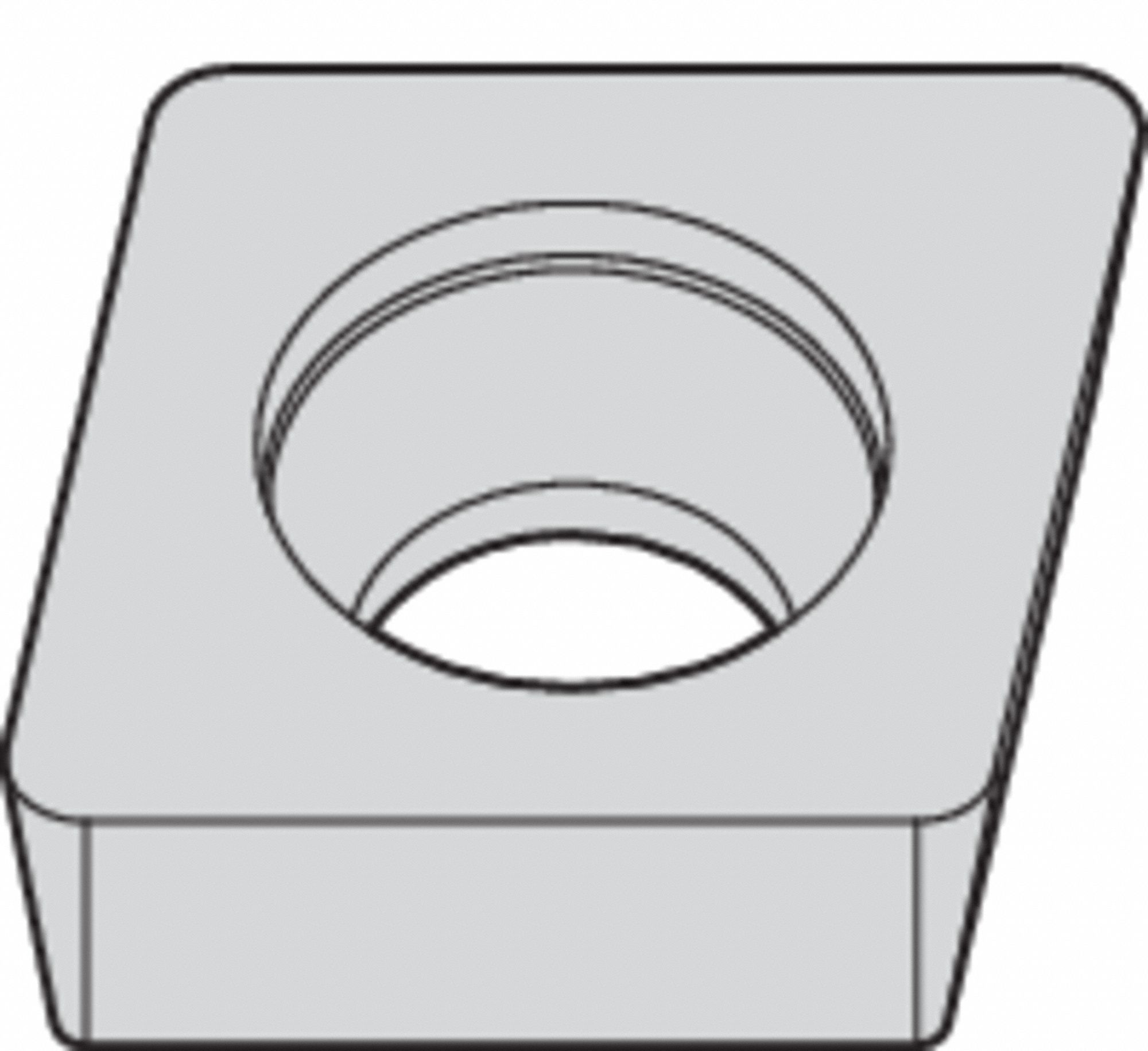 DIAMOND TURNING INSERT, CCMW INSERT, NEUTRAL, ⅛ IN THICK, 080 IN CORNER RADIUS, THM