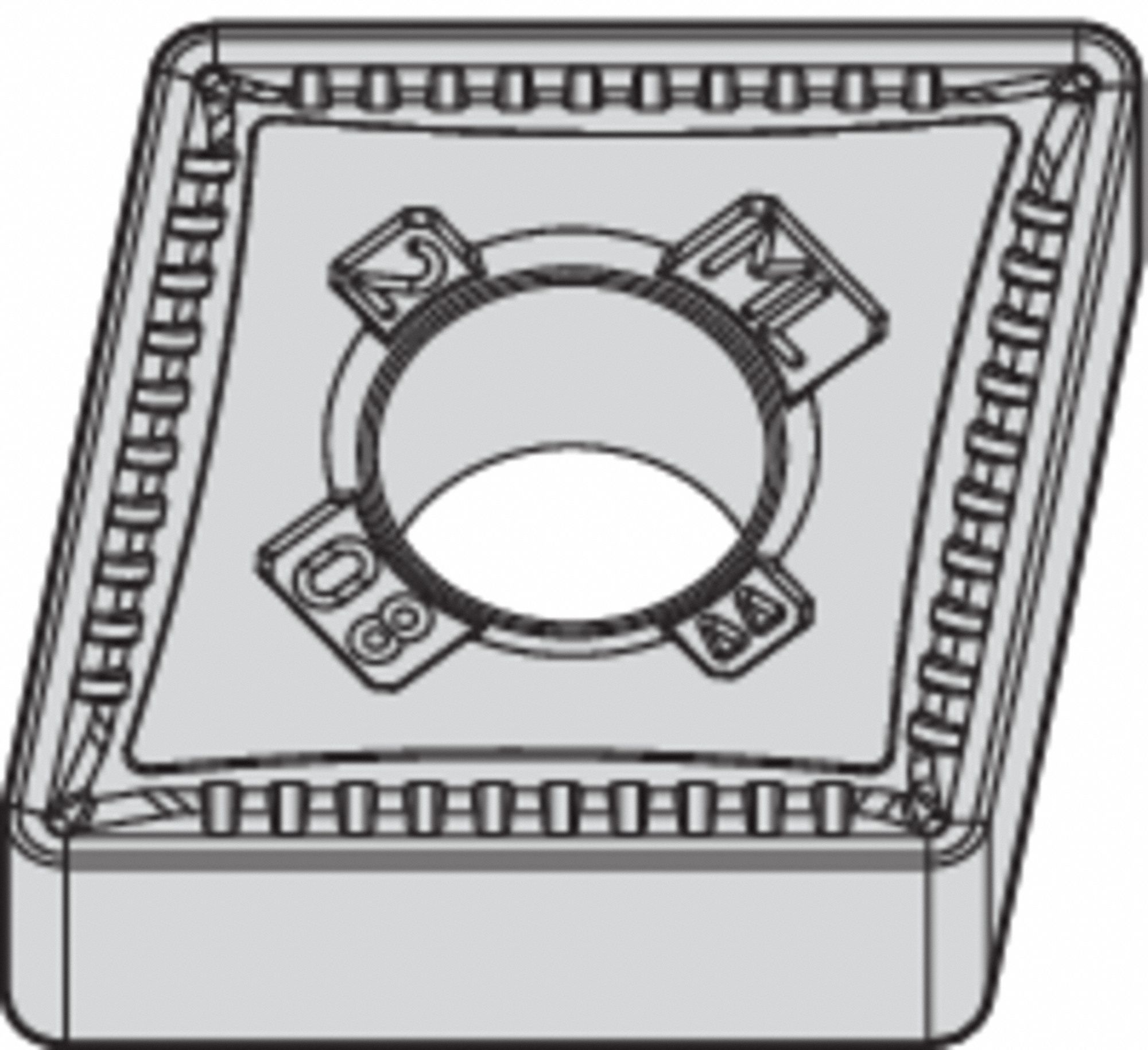 Diamond Turning Insert: CNMG Insert, Neutral, 3/16 in Thick, 1/32 in Corner Radius, TiN