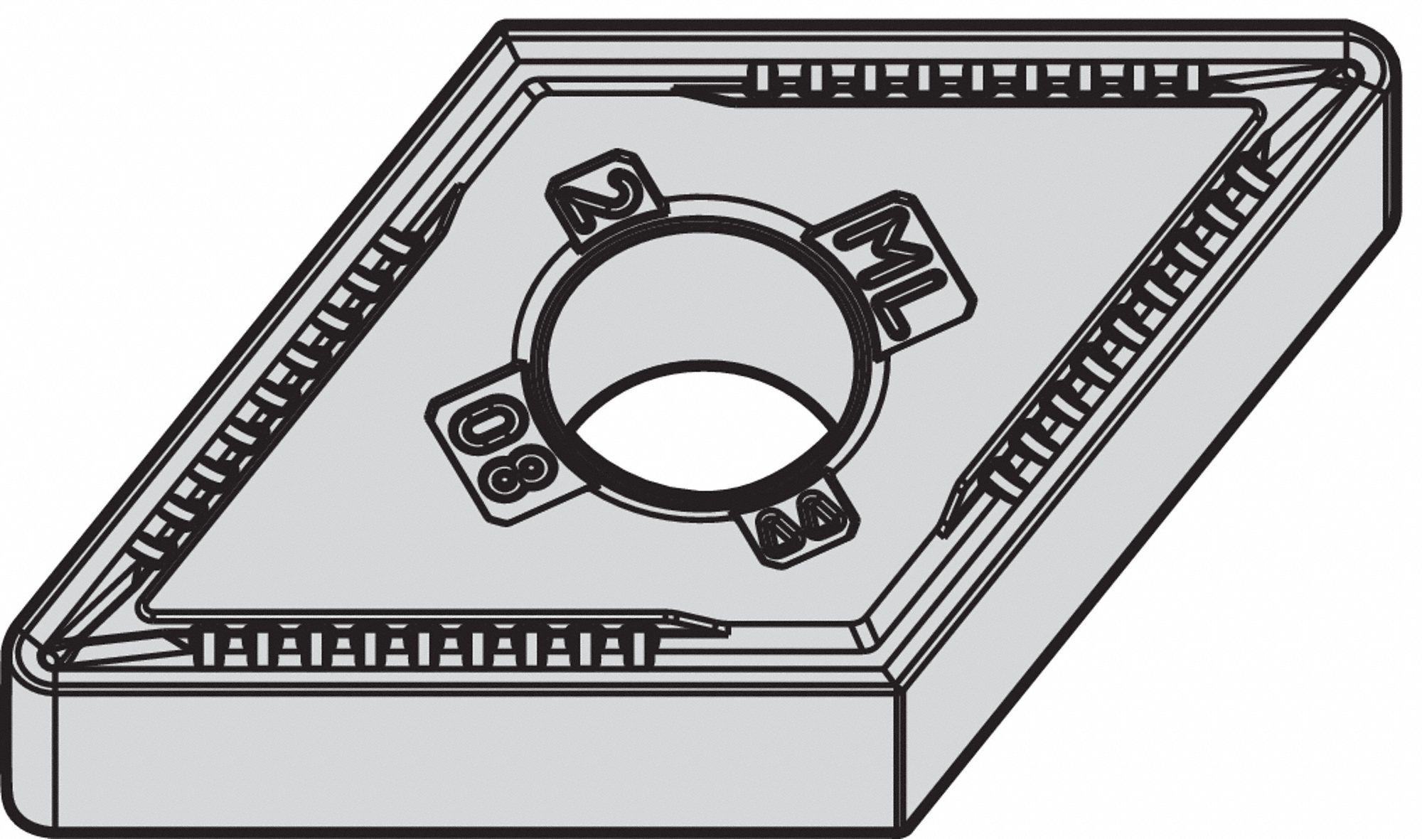 Diamond Turning Insert: DNMG Insert, Neutral, 1/4 in Thick, 1/32 in Corner Radius, TiN, WK20CT