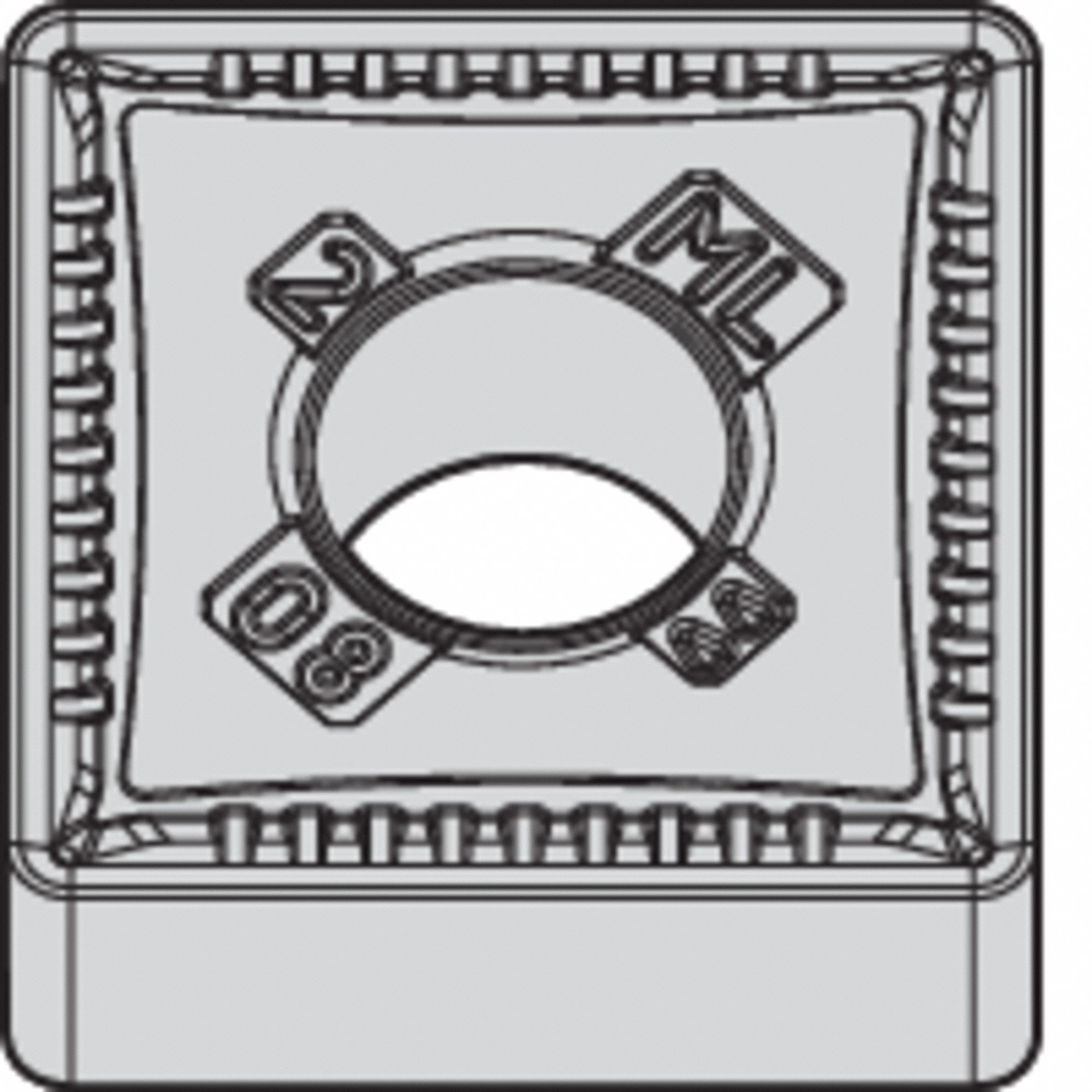Square Turning Insert: 1/2 in Inscribed Circle, Neutral, 1/32 in Corner Radius, TiN, WK20CT