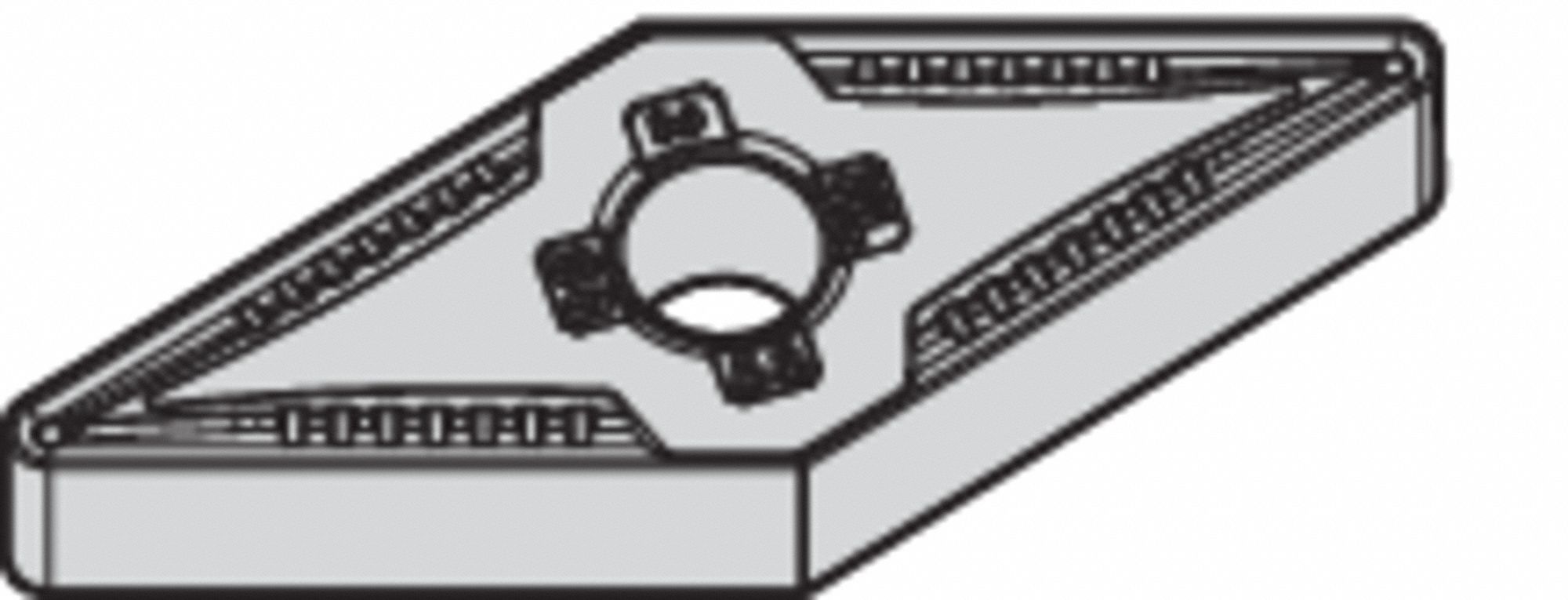 Diamond Turning Insert: VNMG Insert, Neutral, 3/16 in Thick, 1/32 in Corner Radius, TiN