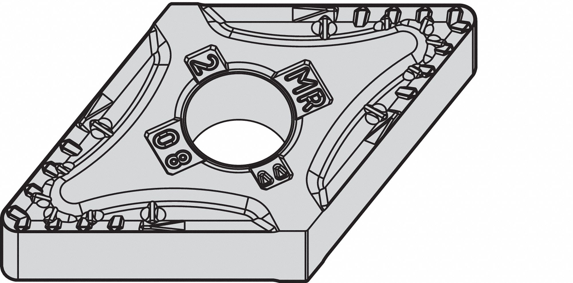 Diamond Turning Insert: DNMG Insert, Neutral, 1/4 in Thick, 1/32 in Corner Radius, TiN, WM25CT