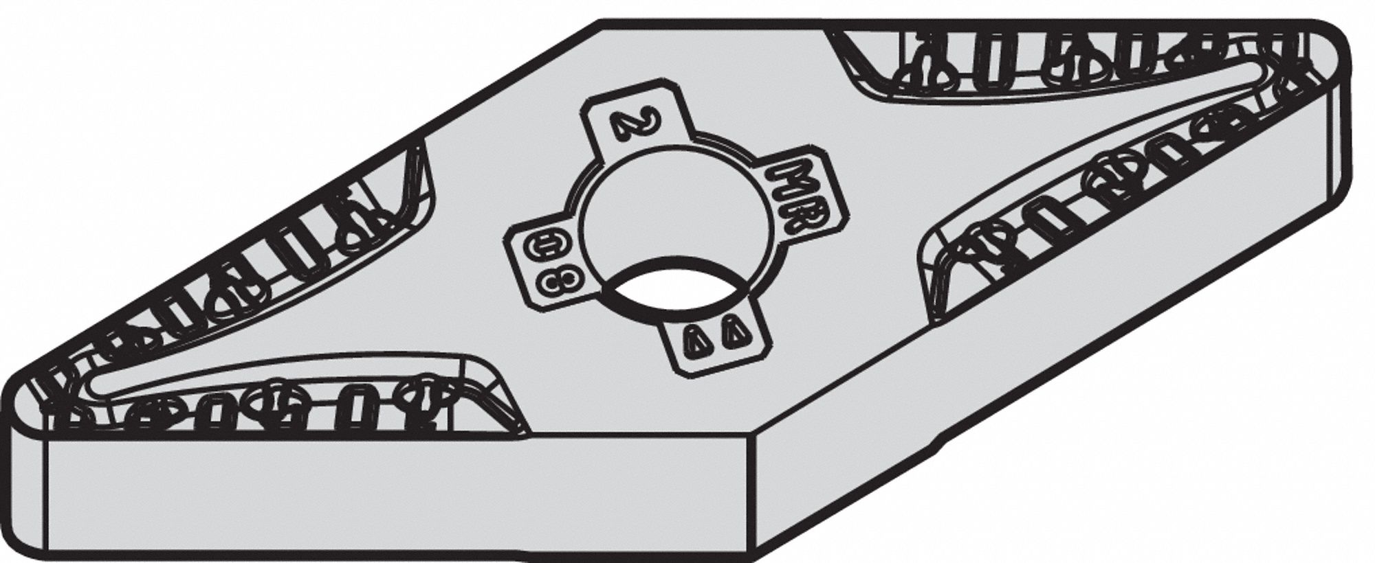 Diamond Turning Insert: VNMG Insert, Neutral, 3/16 in Thick, 1/32 in Corner Radius, TiN