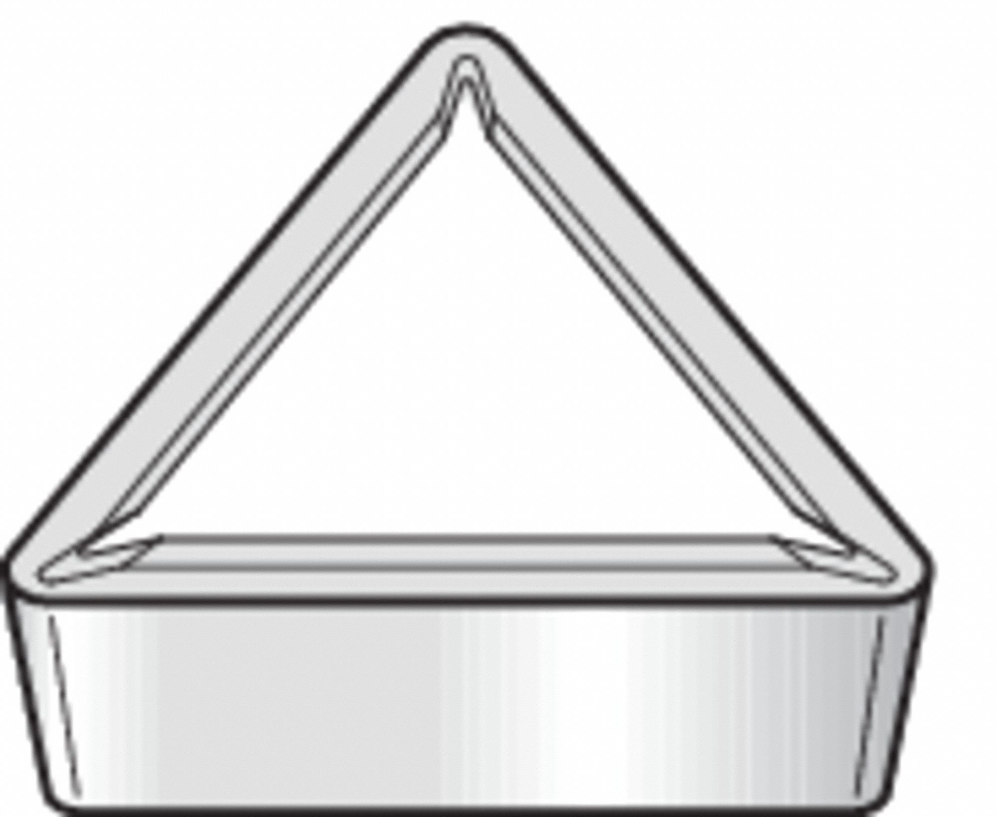 TRIANGLE TURNING INSERT, ¼ IN INSCRIBED CIRCLE, NEUTRAL, 11 °  CLEARANCE, TIN, WP15CT, 2