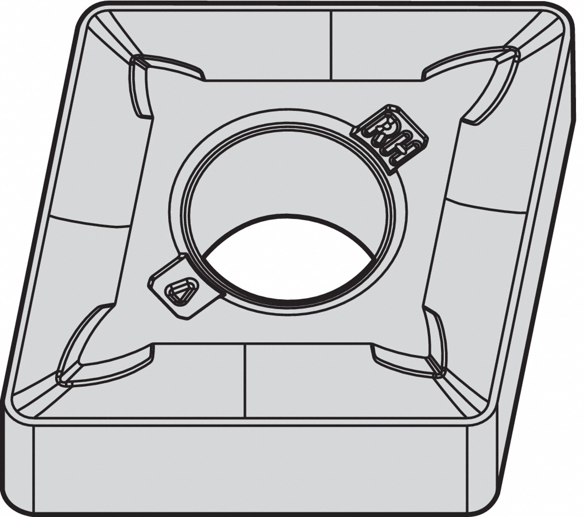Diamond Turning Insert: CNMG Insert, Neutral, 1/4 in Thick, 1/16 in Corner Radius, TiN, WP25CT