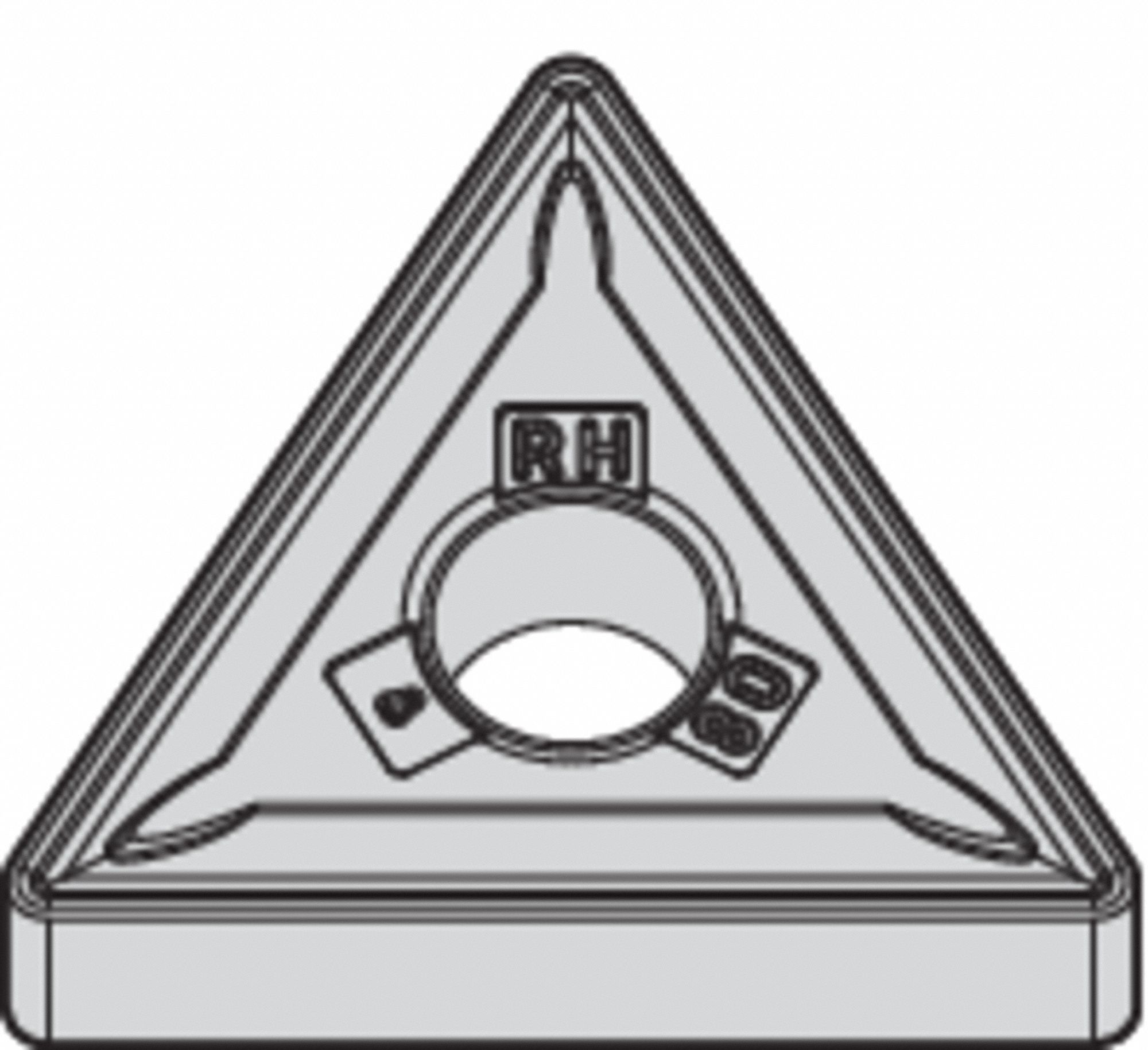 TRIANGLE TURNING INSERT, ½ IN INSCRIBED CIRCLE, NEUTRAL, RH CHIP-BREAKER, 0 °  CLEARANCE