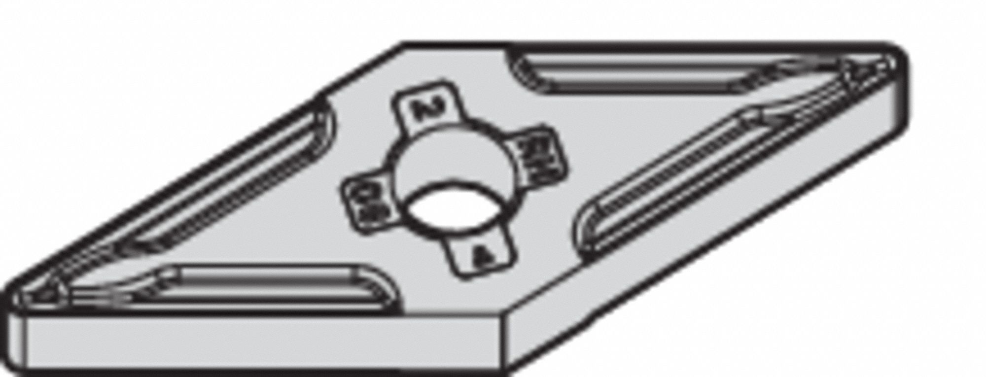 Diamond Turning Insert: VNMG Insert, Neutral, 3/16 in Thick, 1/32 in Corner Radius, TiN
