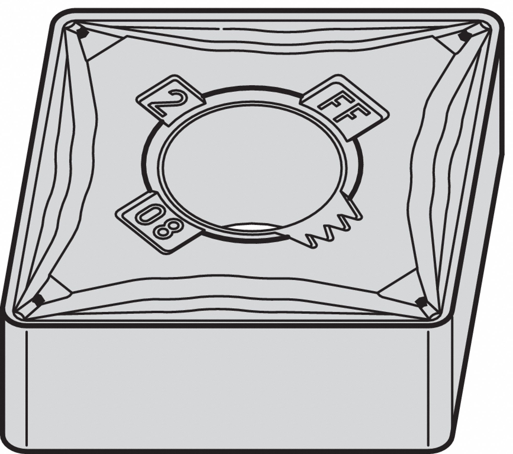 Diamond Turning Insert: CNMG Insert, Neutral, 3/16 in Thick, 1/32 in Corner Radius, TiN
