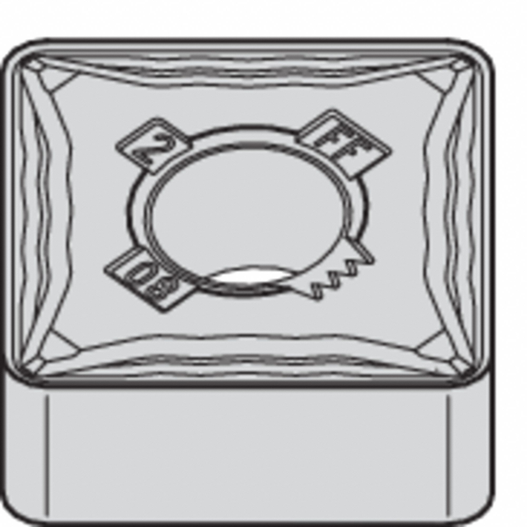 Square Turning Insert: 1/2 in Inscribed Circle, Neutral, 1/32 in Corner Radius, TiN, WP15CT