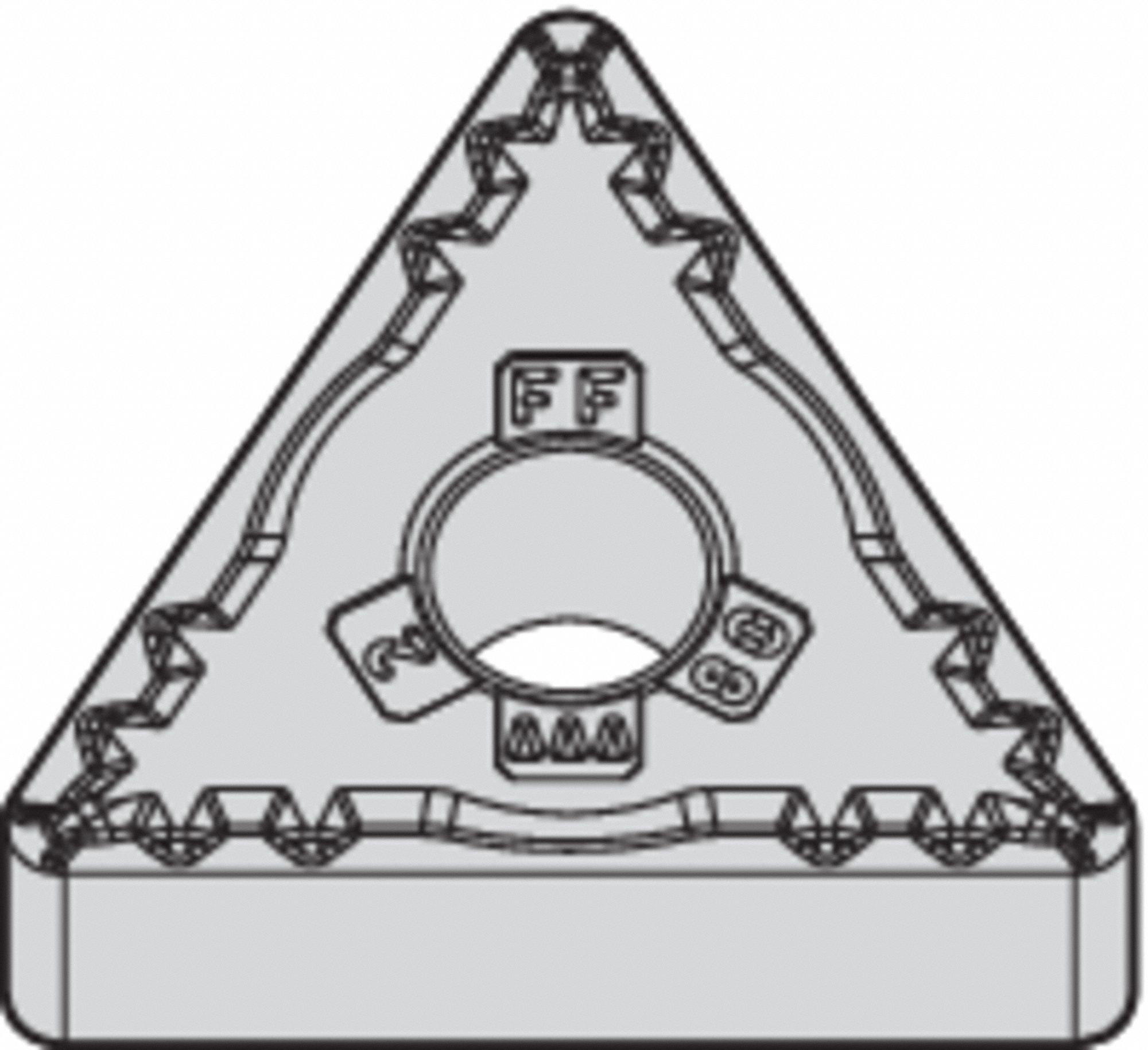 TRIANGLE TURNING INSERT, ⅜ IN INSCRIBED CIRCLE, NEUTRAL, FF CHIP-BREAKER, 0 °  CLEARANCE