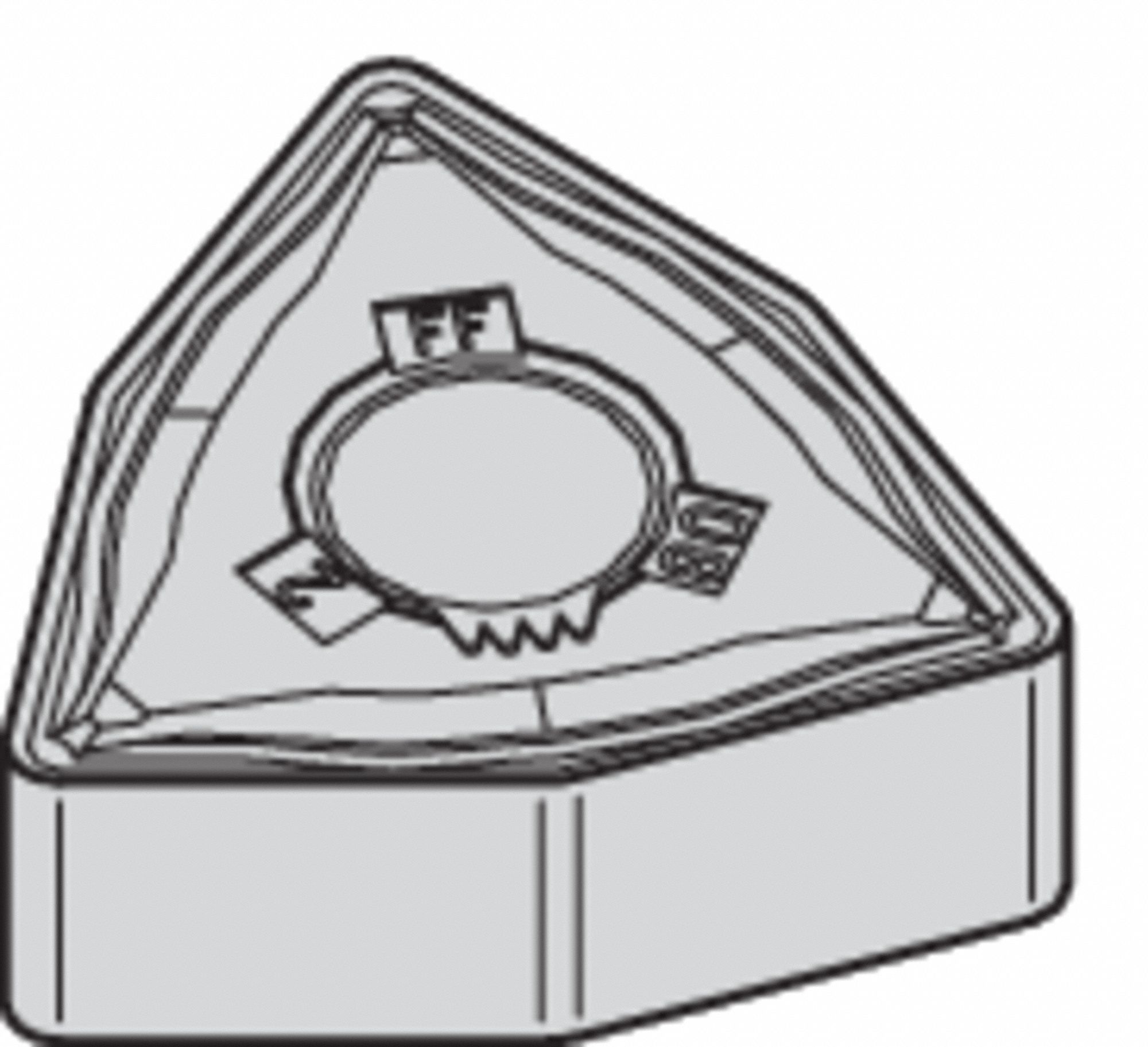 Turning Insert: 3/8 in Inscribed Circle, Neutral, 3/16 in Thick, FF Chip-Breaker, TiN, WK20CT