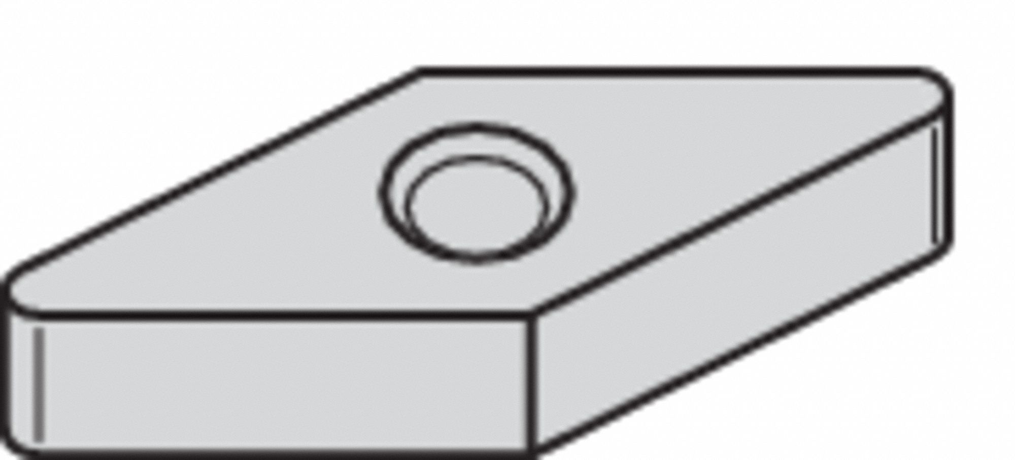 Diamond Turning Insert: VNMA Insert, Neutral, 3/16 in Thick, 1/32 in Corner Radius, TiN