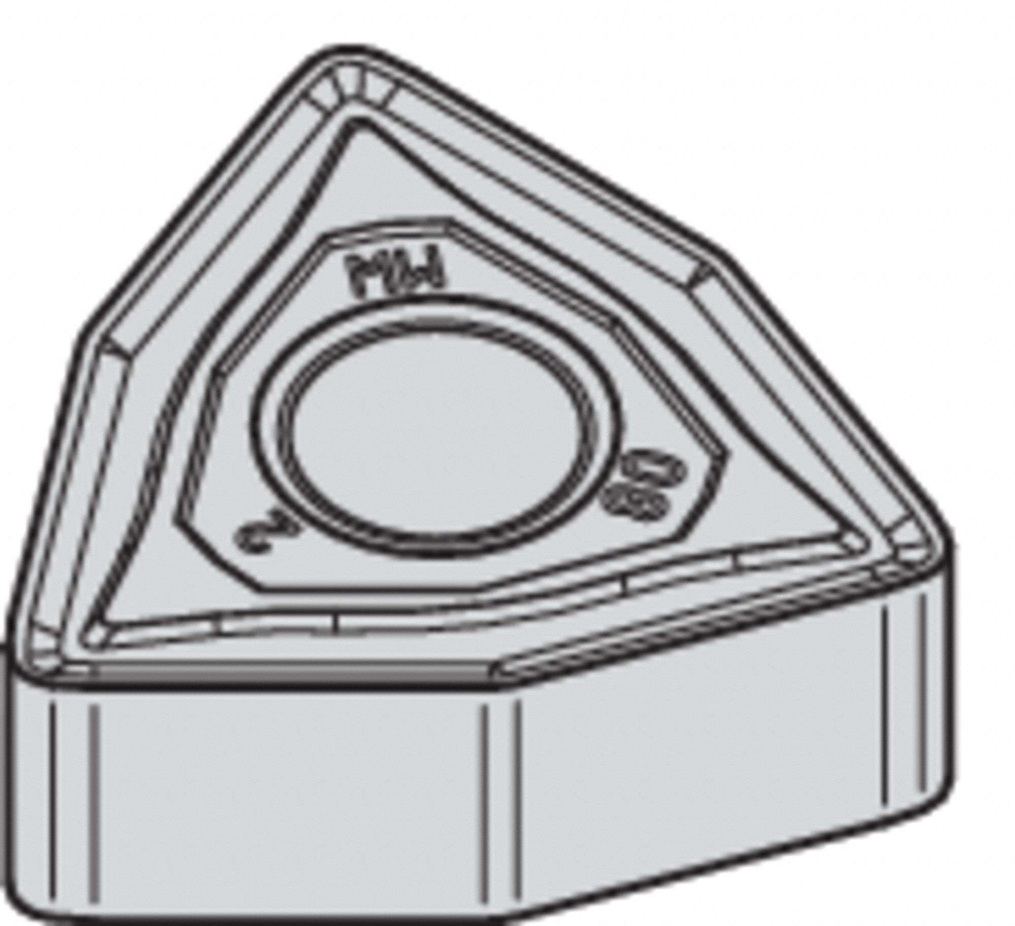Turning Insert: 1/2 in Inscribed Circle, Neutral, 3/16 in Thick, MW Chip-Breaker, TiN, WK05CT