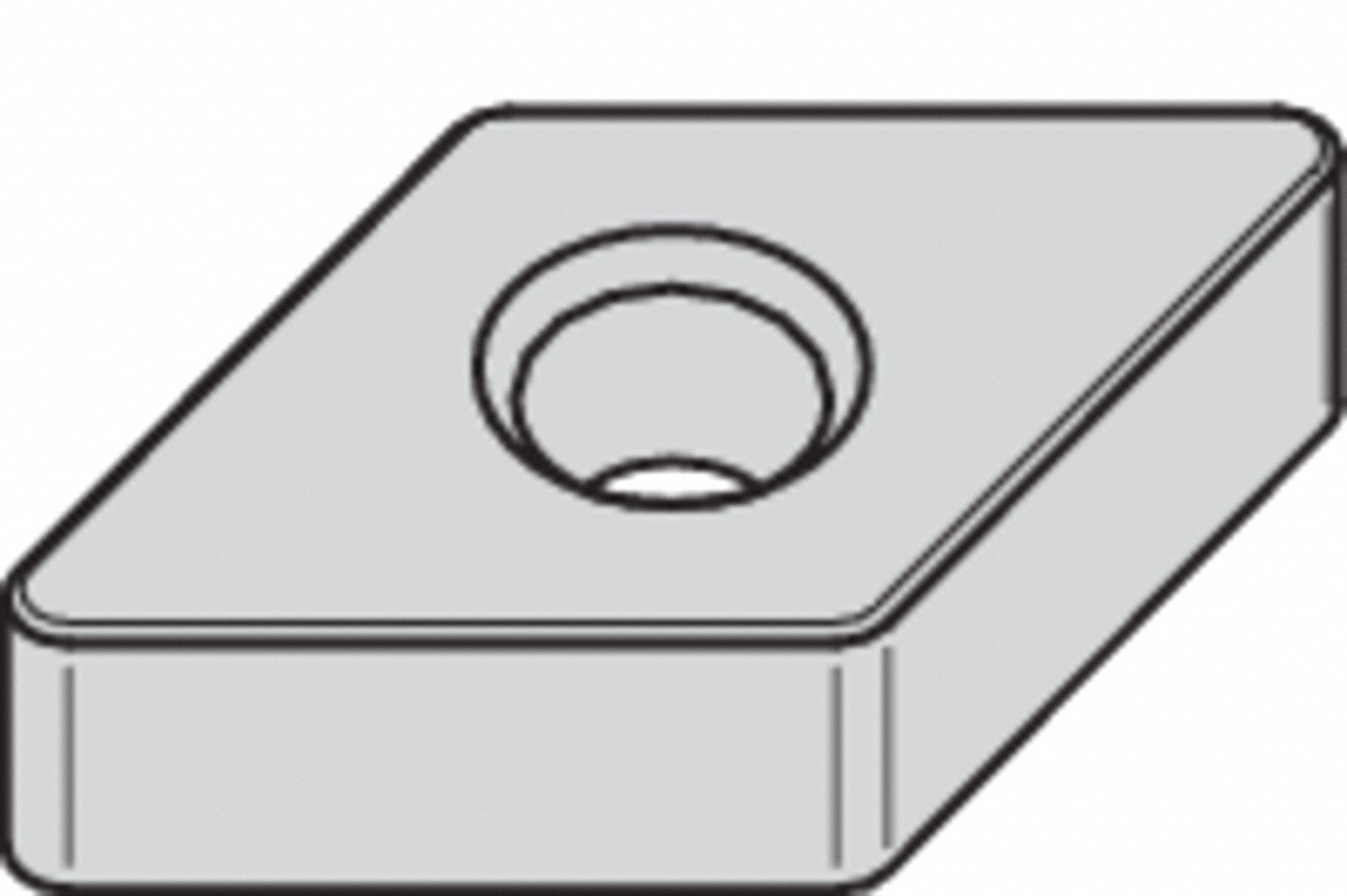 Diamond Turning Insert: DNMA Insert, Neutral, 1/4 in Thick, 1/16 in Corner Radius, TiN, WK20CT