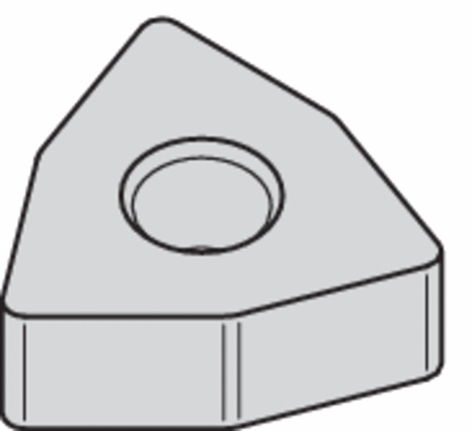 Turning Insert: 1/2 in Inscribed Circle, Silicon Nitride, Neutral, 3/16 in Thick, WNMA Insert