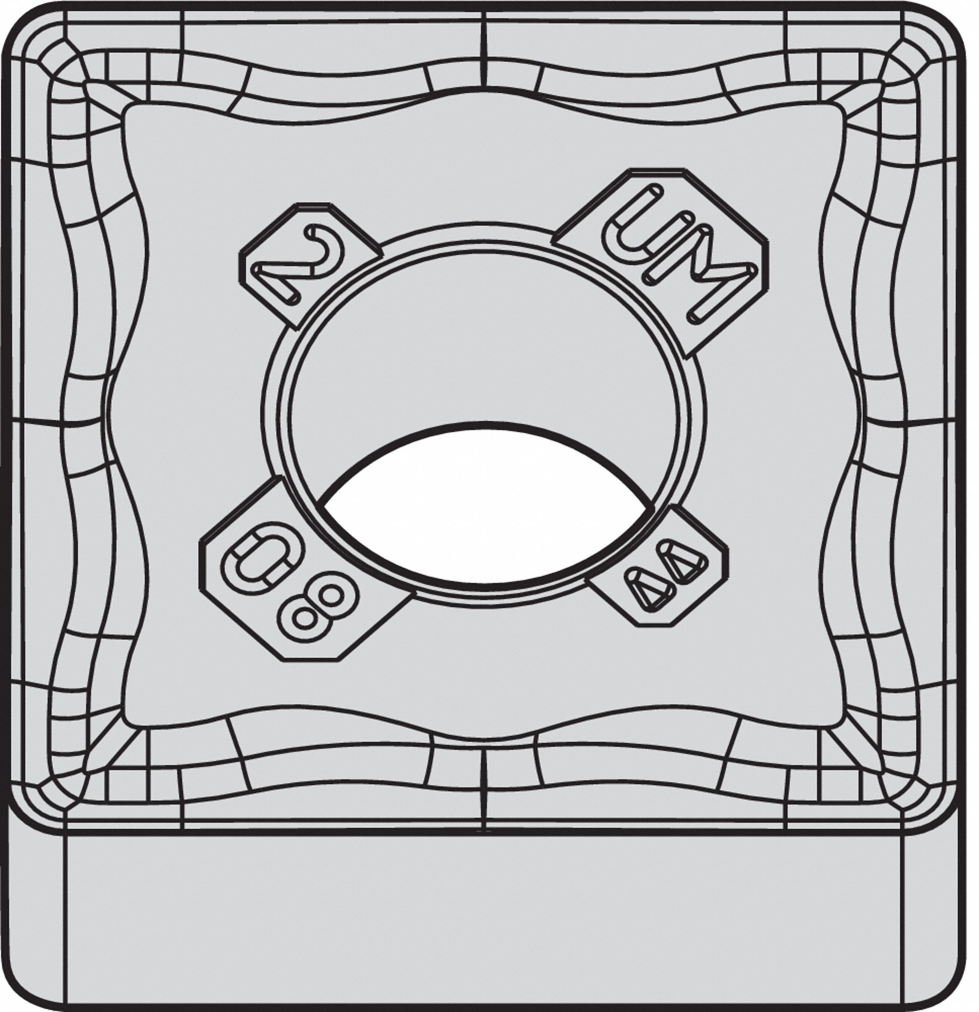 Square Turning Insert: 1/2 in Inscribed Circle, Neutral, 1/32 in Corner Radius, TiN, WM15CT