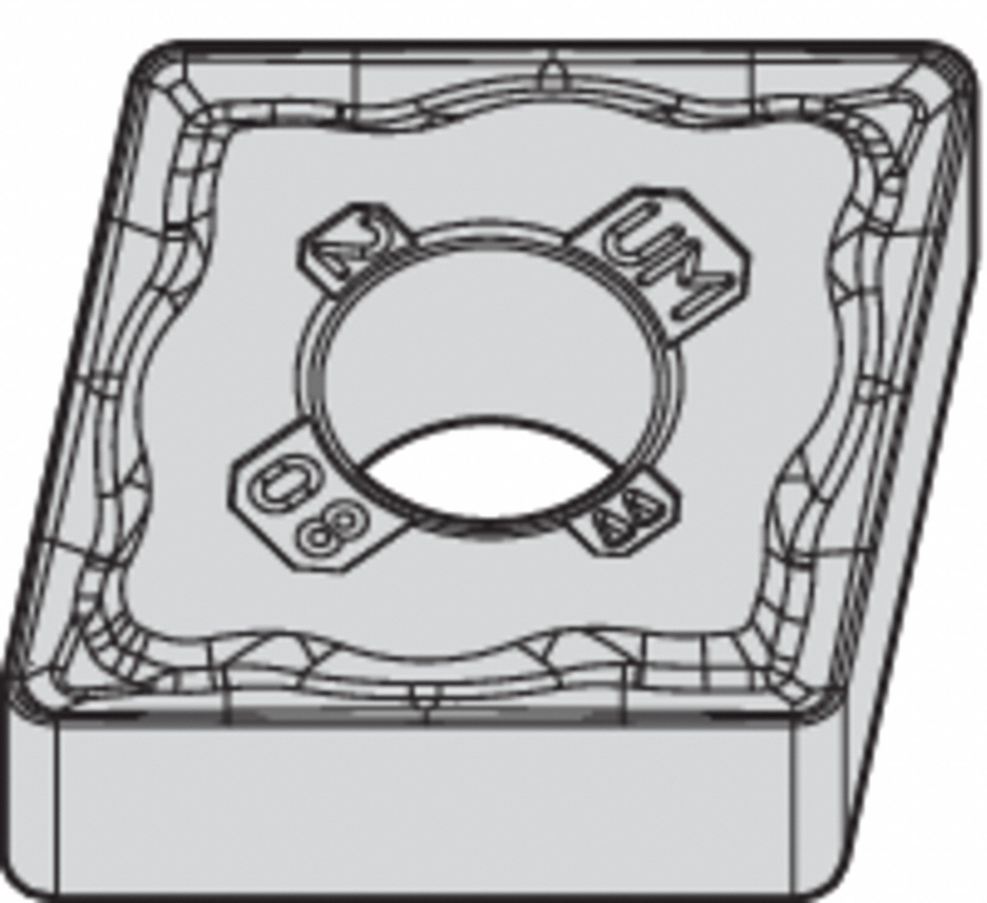 Diamond Turning Insert: CNMG Insert, Neutral, 3/16 in Thick, 1/32 in Corner Radius, TiN