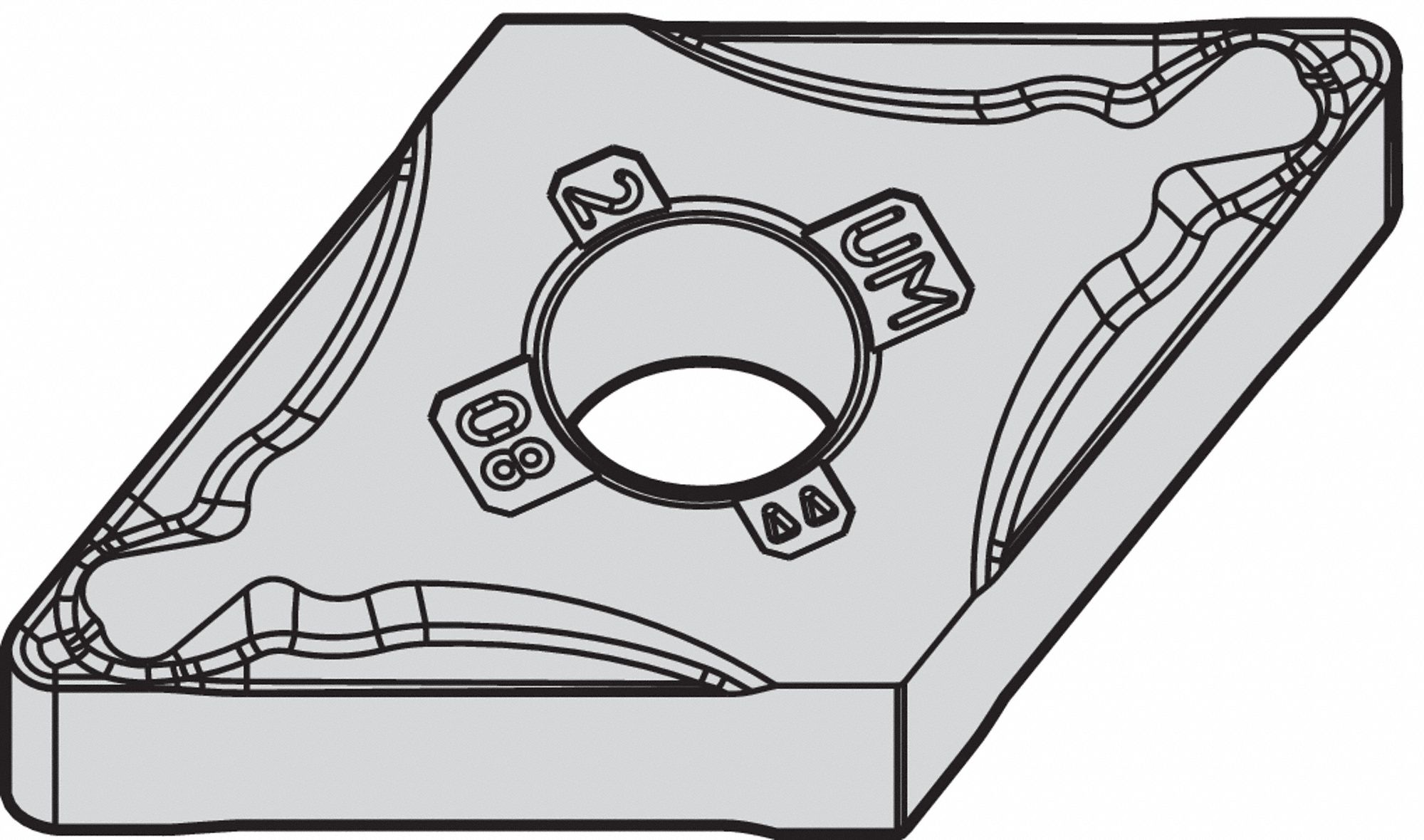Diamond Turning Insert: DNMG Insert, Neutral, 1/4 in Thick, 1/32 in Corner Radius, TiN, WM15CT