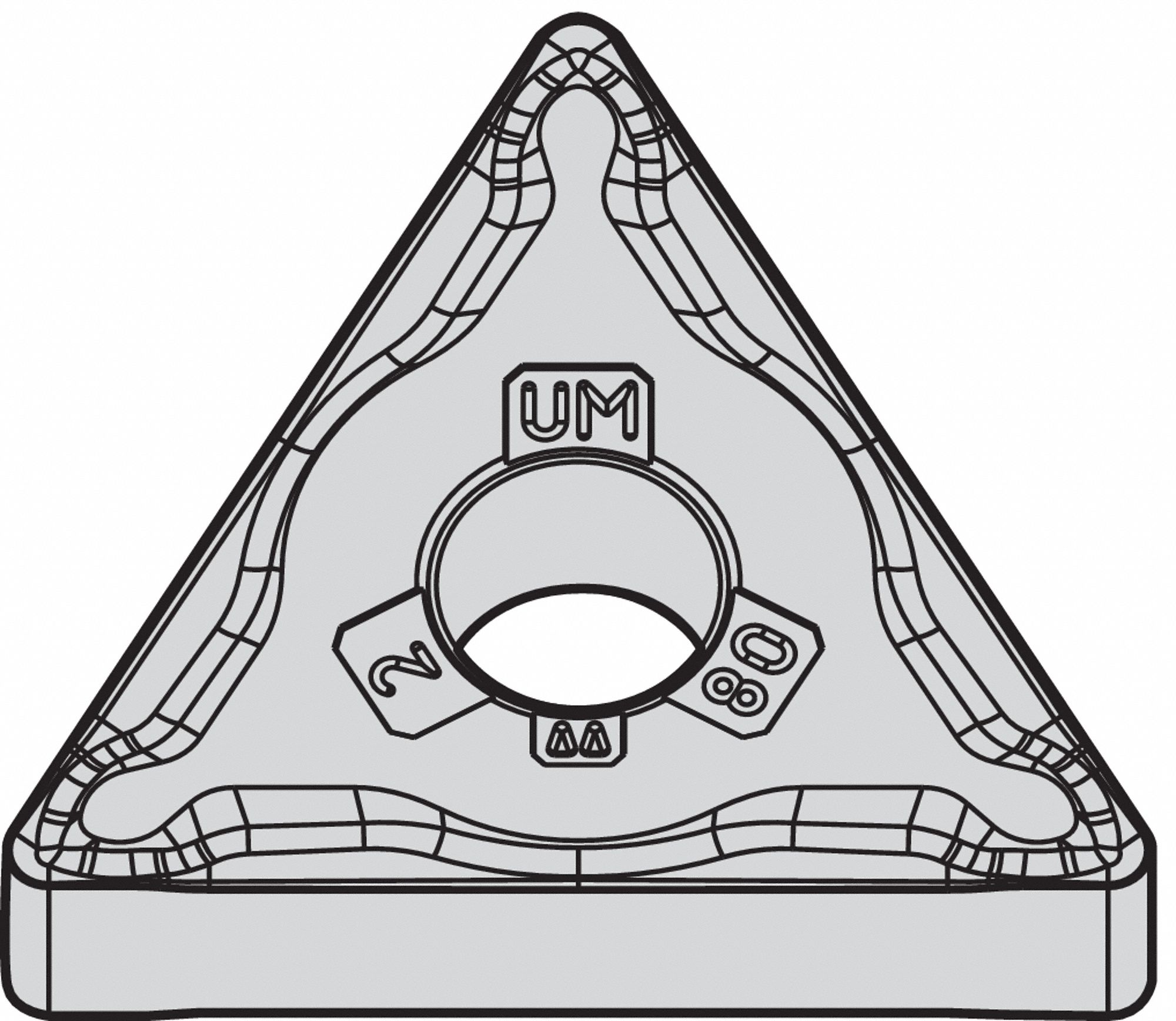 TRIANGLE TURNING INSERT, ⅜ IN INSCRIBED CIRCLE, NEUTRAL, UM CHIP-BREAKER, 0 °  CLEARANCE