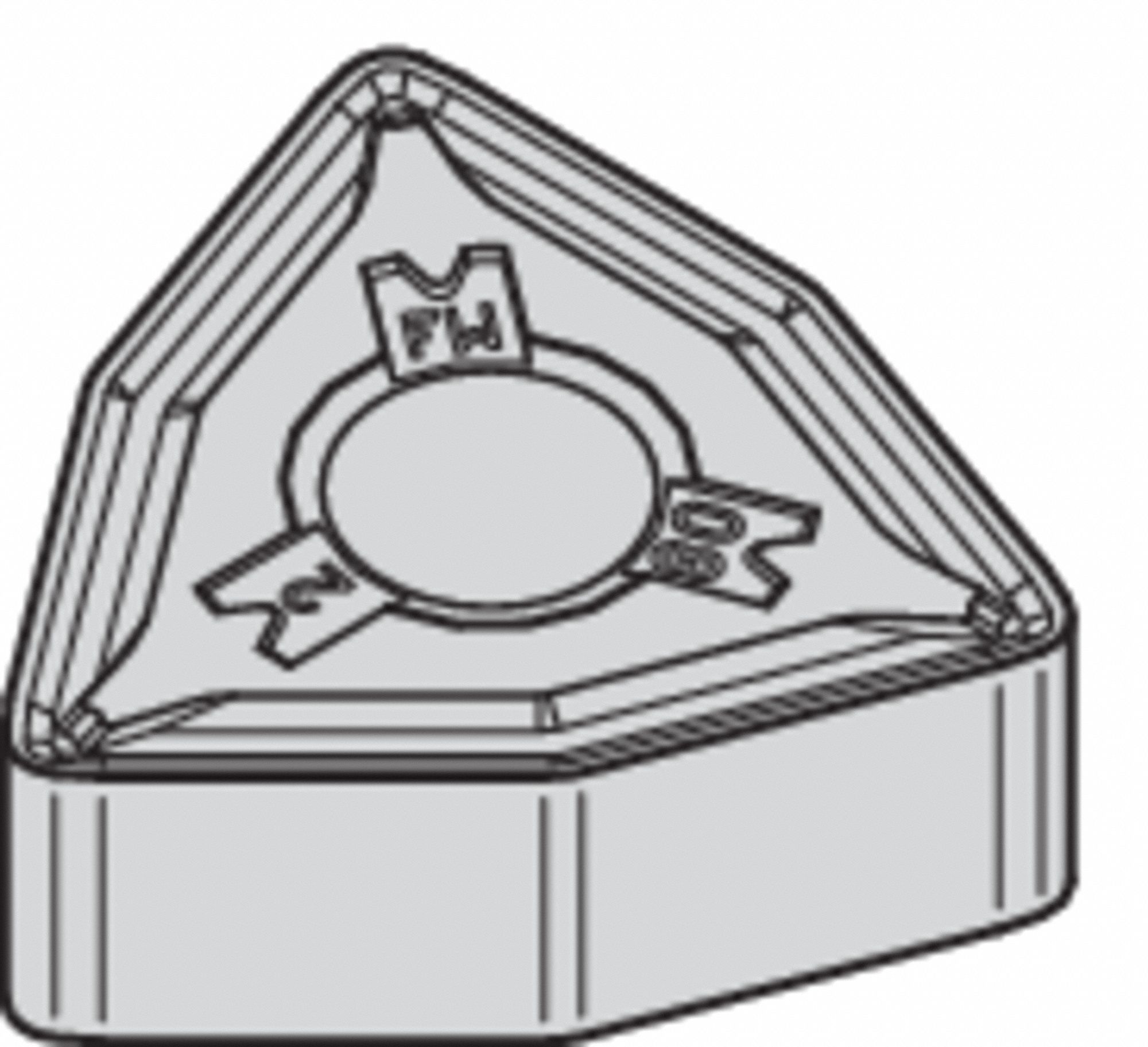 Turning Insert: 1/2 in Inscribed Circle, Neutral, 3/16 in Thick, FW Chip-Breaker, TiN, WM25CT