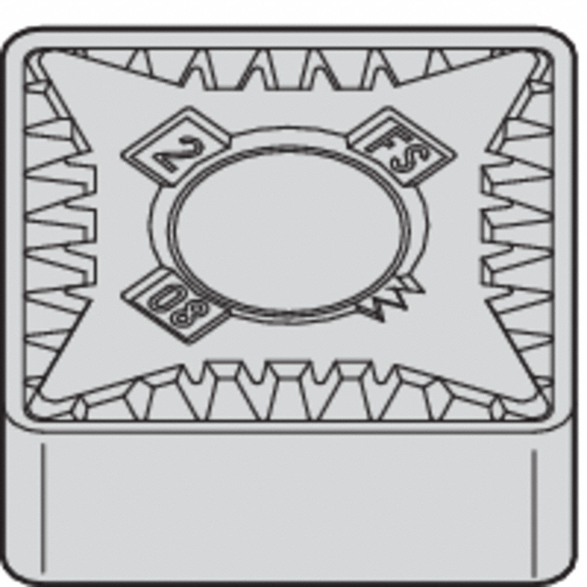 Square Turning Insert: 1/2 in Inscribed Circle, Neutral, 1/32 in Corner Radius, AlTiSiN