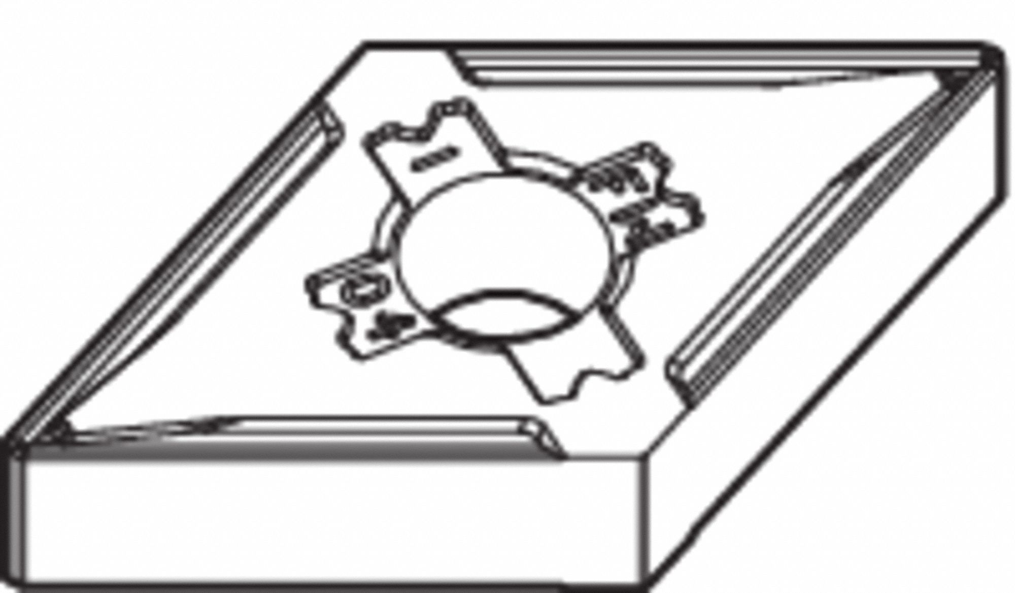 Diamond Turning Insert: DNMG Insert, Neutral, 1/4 in Thick, 1/64 in Corner Radius, TiN, WP15CT