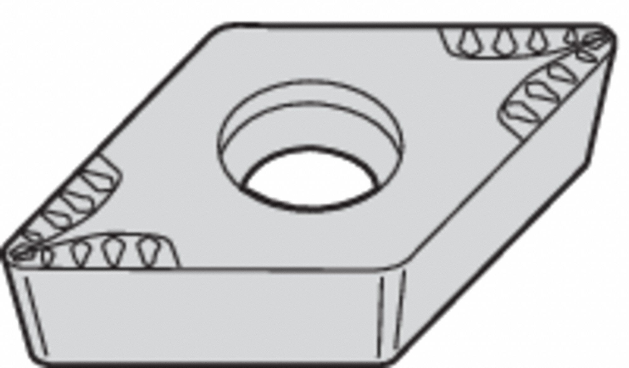 Diamond Turning Insert: DCMT Insert, Neutral, 3/16 in Thick, 1/32 in Corner Radius, TiN
