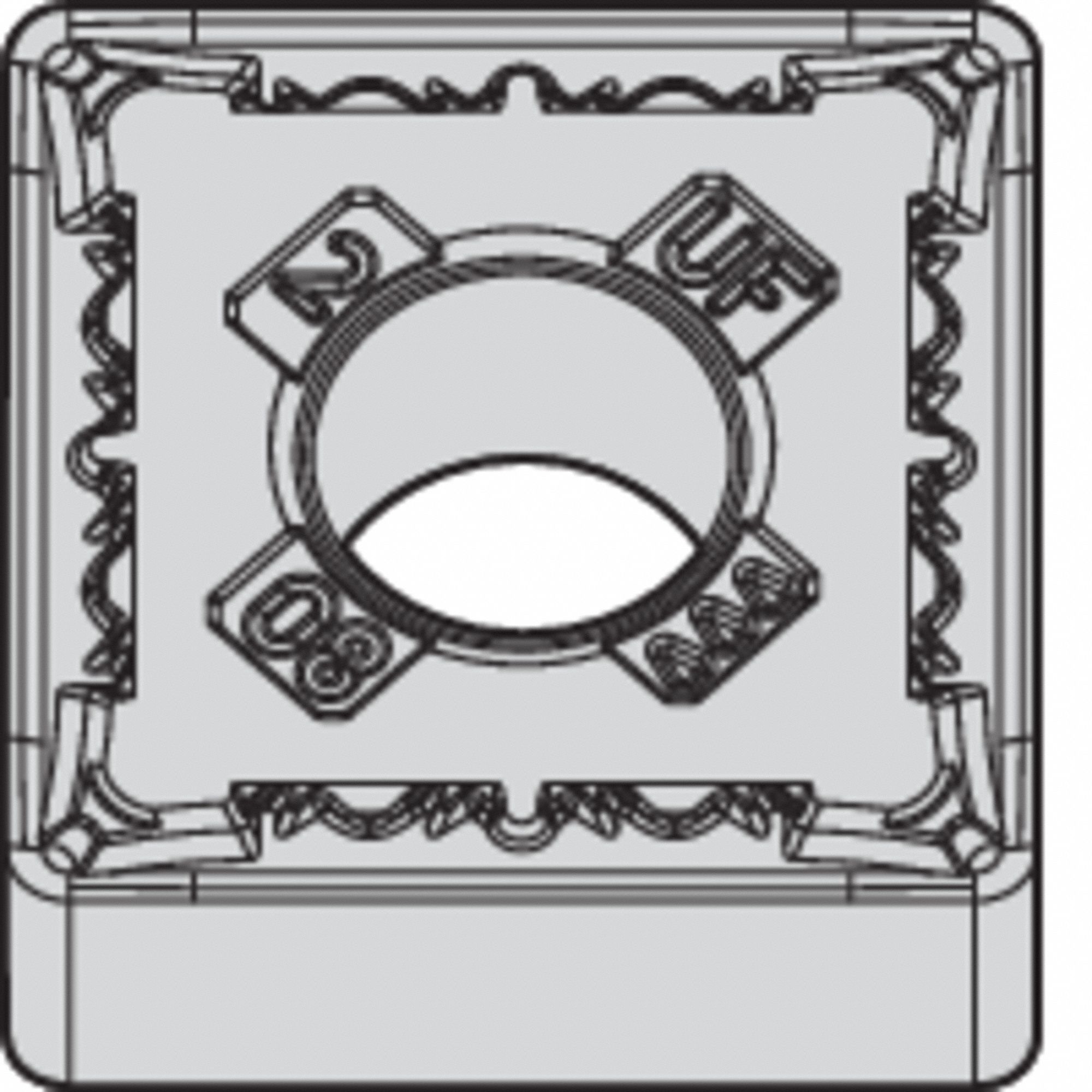 Square Turning Insert: 1/2 in Inscribed Circle, Neutral, 1/64 in Corner Radius, AlTiSiN