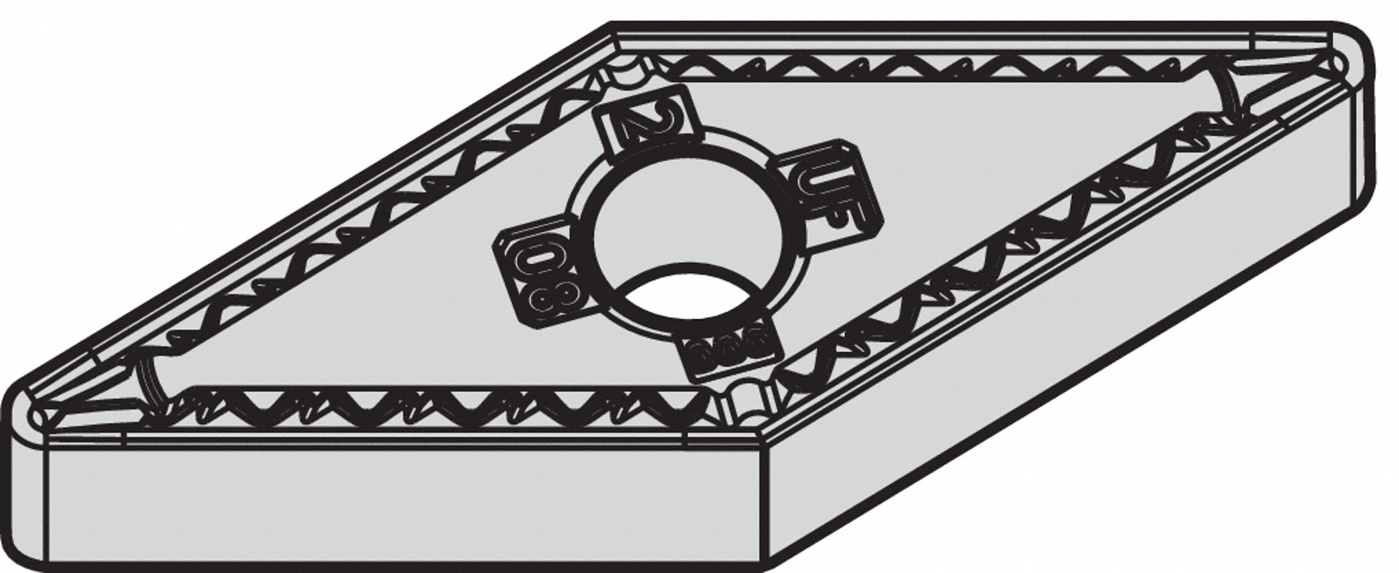 Diamond Turning Insert: VNMG Insert, Neutral, 3/16 in Thick, 1/64 in Corner Radius, AlTiSiN