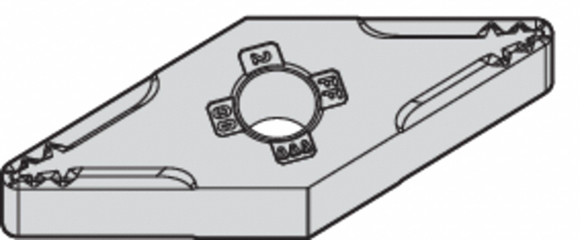 Diamond Turning Insert: VNMG Insert, Neutral, 3/16 in Thick, 1/64 in Corner Radius, AlTiSiN