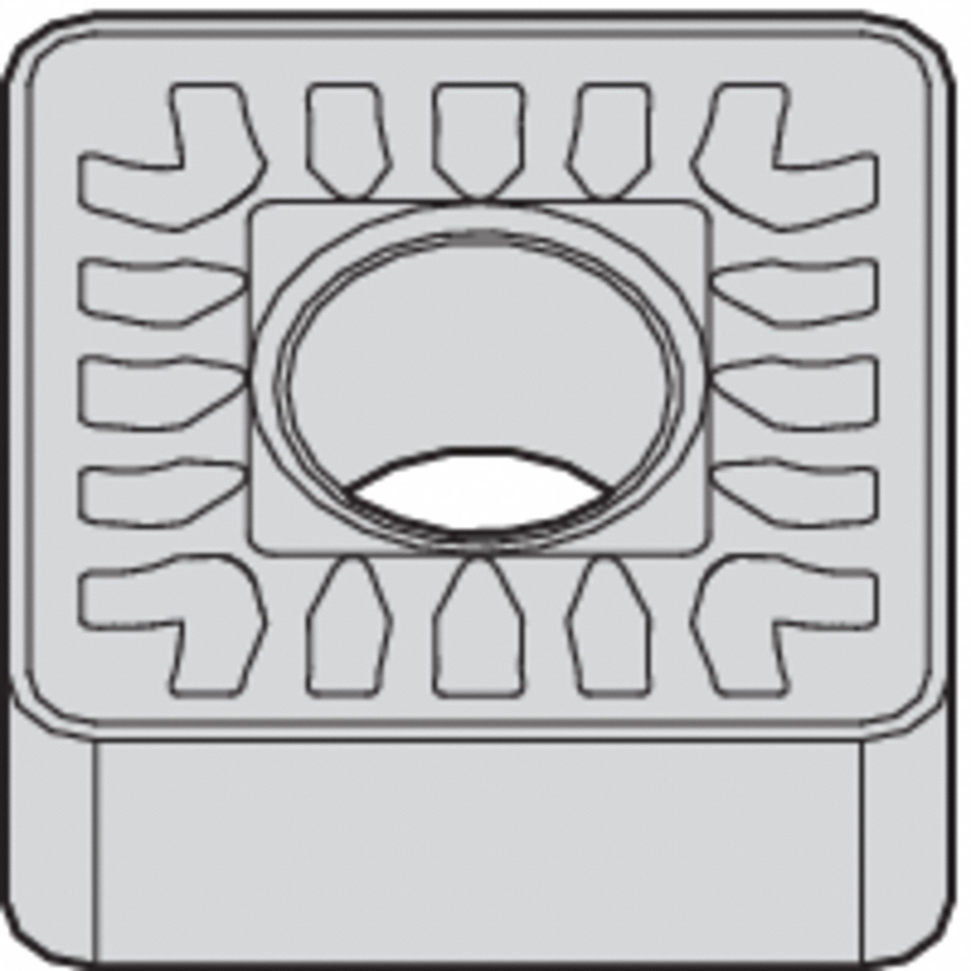 Square Turning Insert: 3/4 in Inscribed Circle, Neutral, 1/16 in Corner Radius, TiN, WM25CT