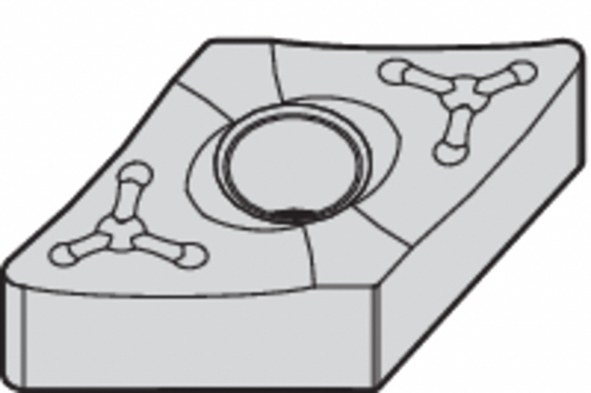 Diamond Turning Insert: DNMM Insert, Neutral, 1/4 in Thick, 1/16 in Corner Radius, TiN, WP25CT