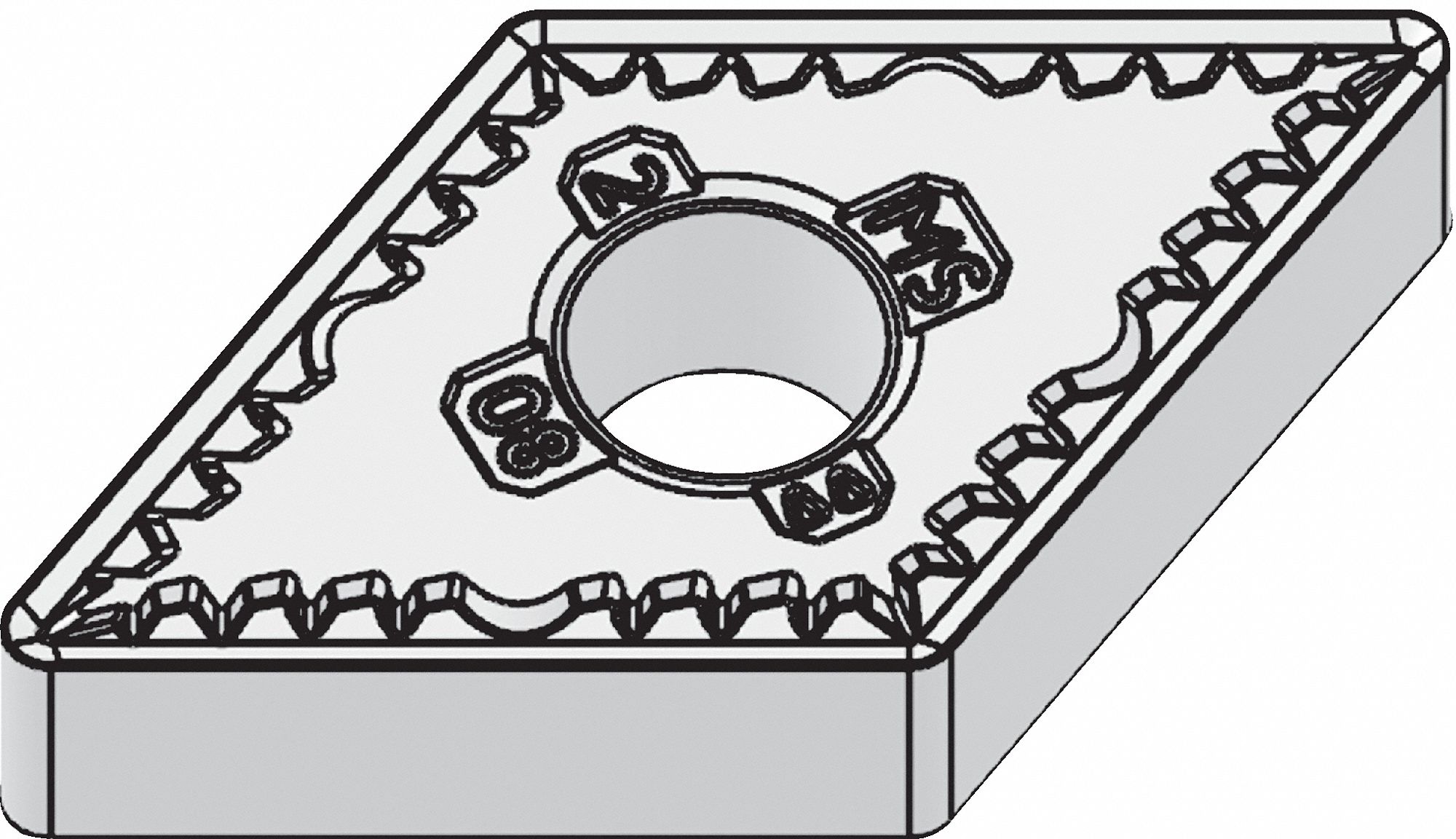Diamond Turning Insert: DNMG Insert, Neutral, 1/4 in Thick, 1/32 in Corner Radius, AlTiSiN