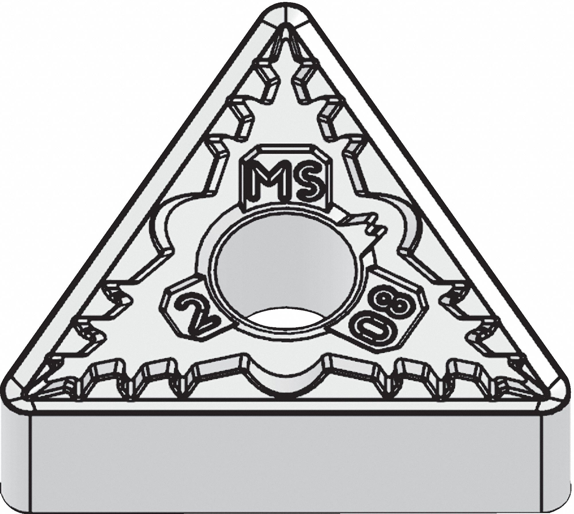 Triangle Turning Insert: 1/2 in Inscribed Circle, Neutral, MS Chip-Breaker, 0° Clearance Angle