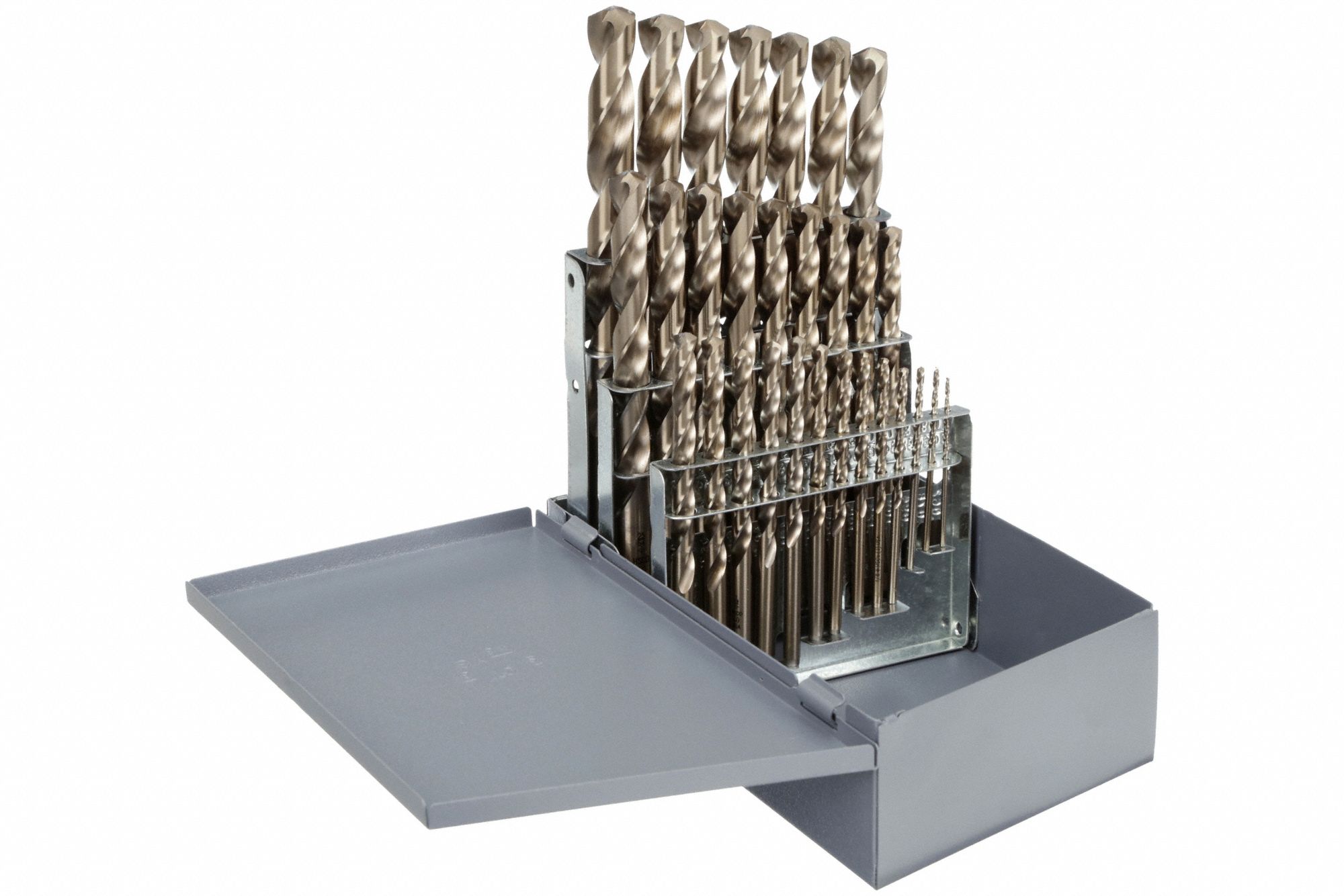 Jobber Length Drill Bit Set: 29 Pc, 1/16" to 1/2" by 64ths, 135° Split Point