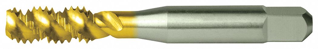 Spiral Flute Tap: #10-32 Thread Size, 1/2 in Thread Lg, 2 3/8 in Overall Lg, Bottoming