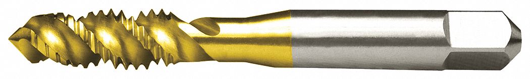 Spiral Flute Tap: #10-24 Thread Size, 1/2 in Thread Lg, 2 3/8 in Overall Lg, Plug, H3 / 2B