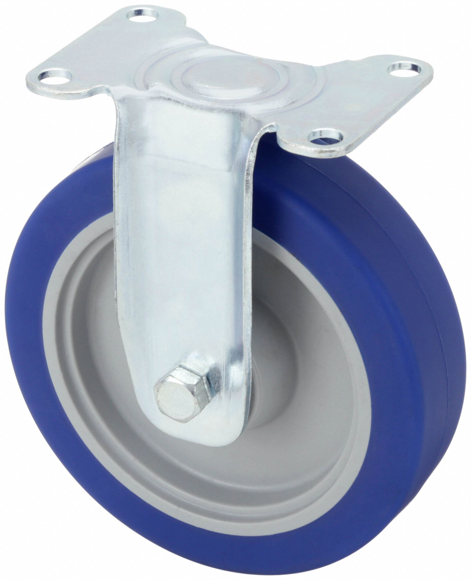 Plate Caster: Rigid, No Brake, Polyurethane, 5 in Wheel Dia, 1 1/4 in Wheel Wd