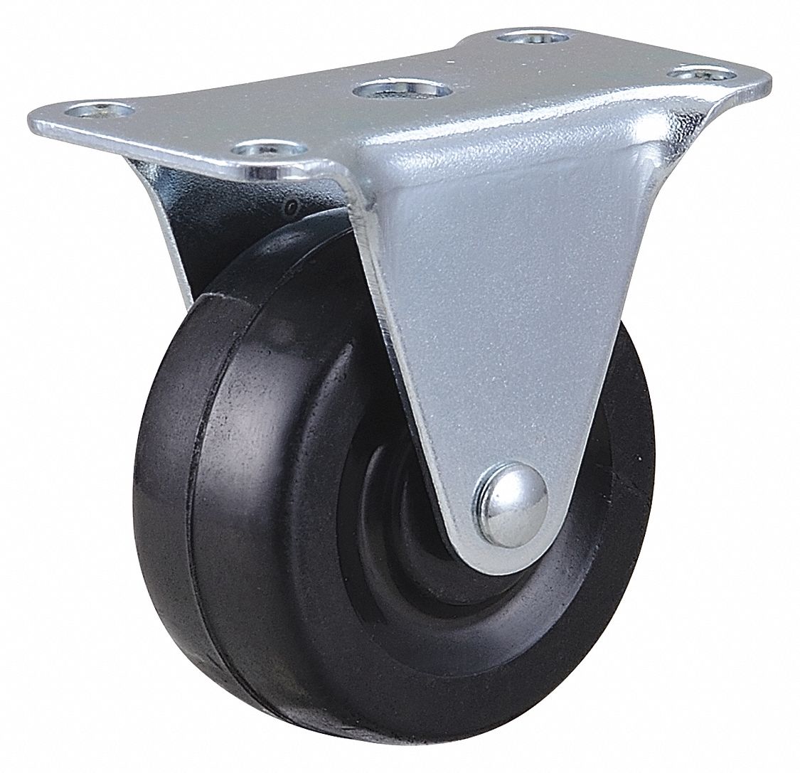 GRAINGER APPROVED Standard Plate Caster, Rigid, Rubber, 75 lb, 2 in