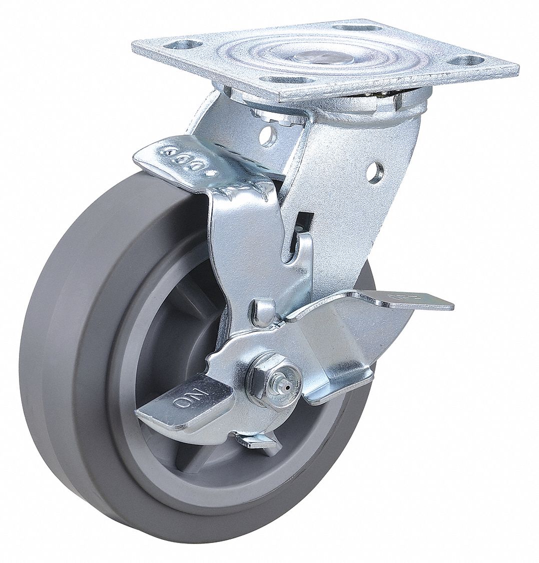 GRAINGER APPROVED Standard Plate Caster 6 in Wheel Dia., 450 lb, 7 1/2
