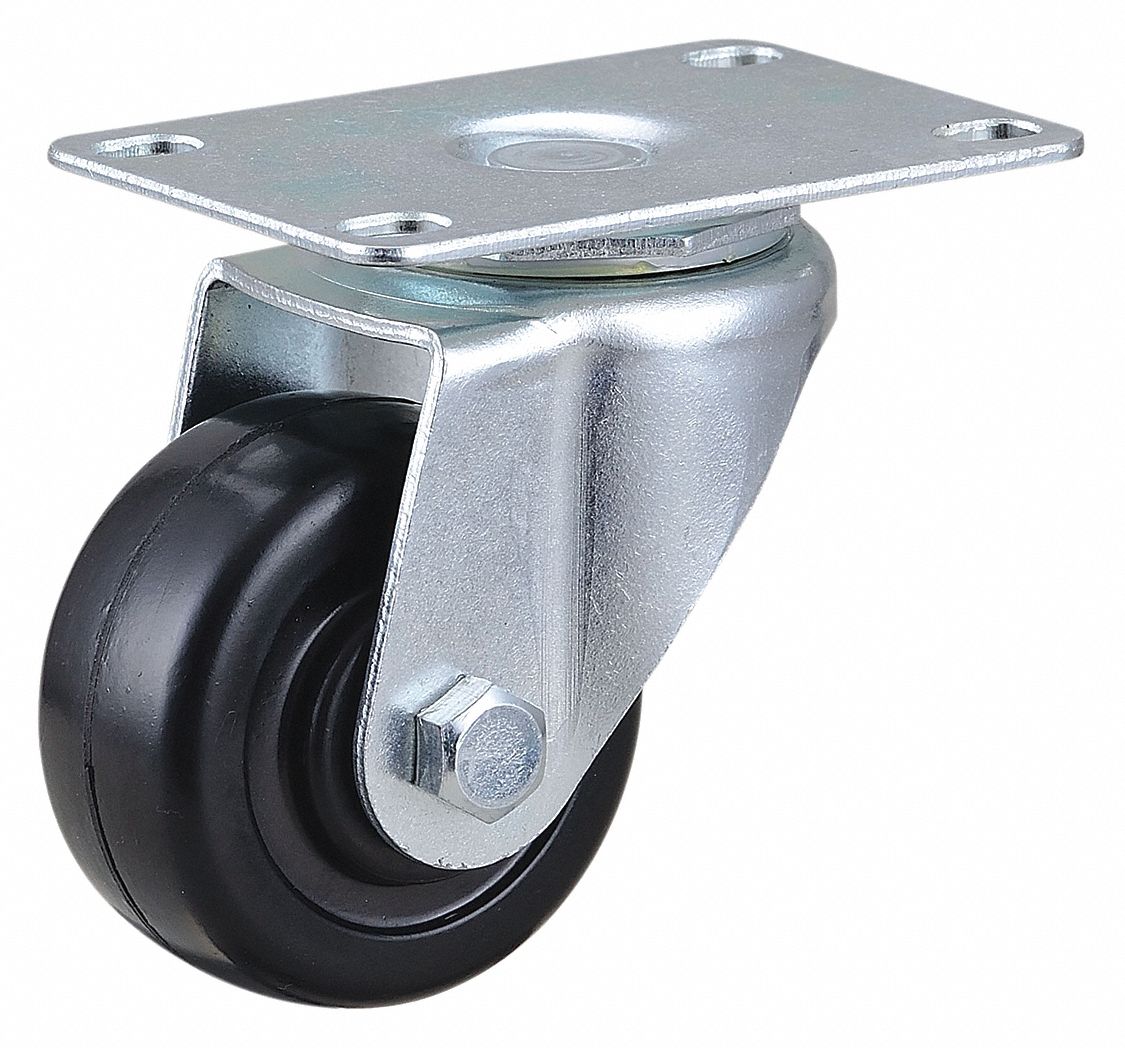 GRAINGER APPROVED Standard Plate Caster, Swivel, Rubber, 175 lb, 2 1/2