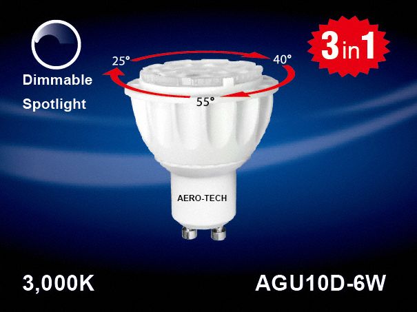 AERO-TECH LED Bulb, MR16, (GU10), 3000K, 400 lm, 6 W, 120V AC - 435Y18|AGU10D-6W - Grainger