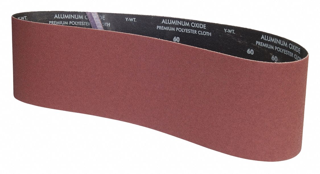 Sanding Belt: 6 in W x 48 in L, Aluminum Oxide, P60 Grit, Y Wt Polyester Backing