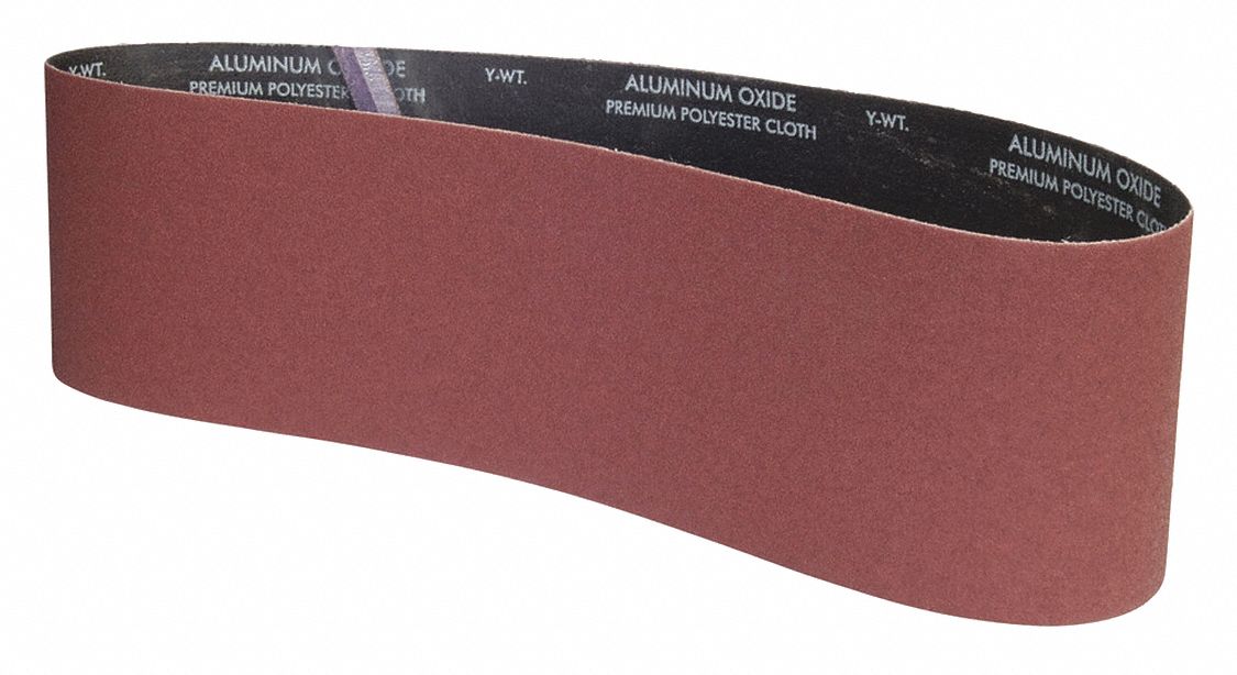 Sanding Belt: 6 in W x 48 in L, Aluminum Oxide, P100 Grit, X Wt Polyester Backing