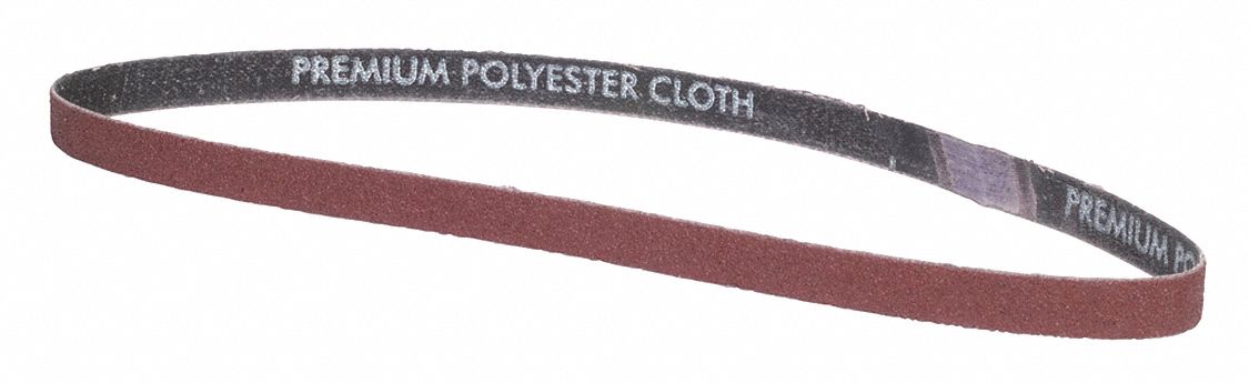 Sanding Belt: 1/2 in W x 24 in L, Aluminum Oxide, P60 Grit, Y Wt Polyester Backing