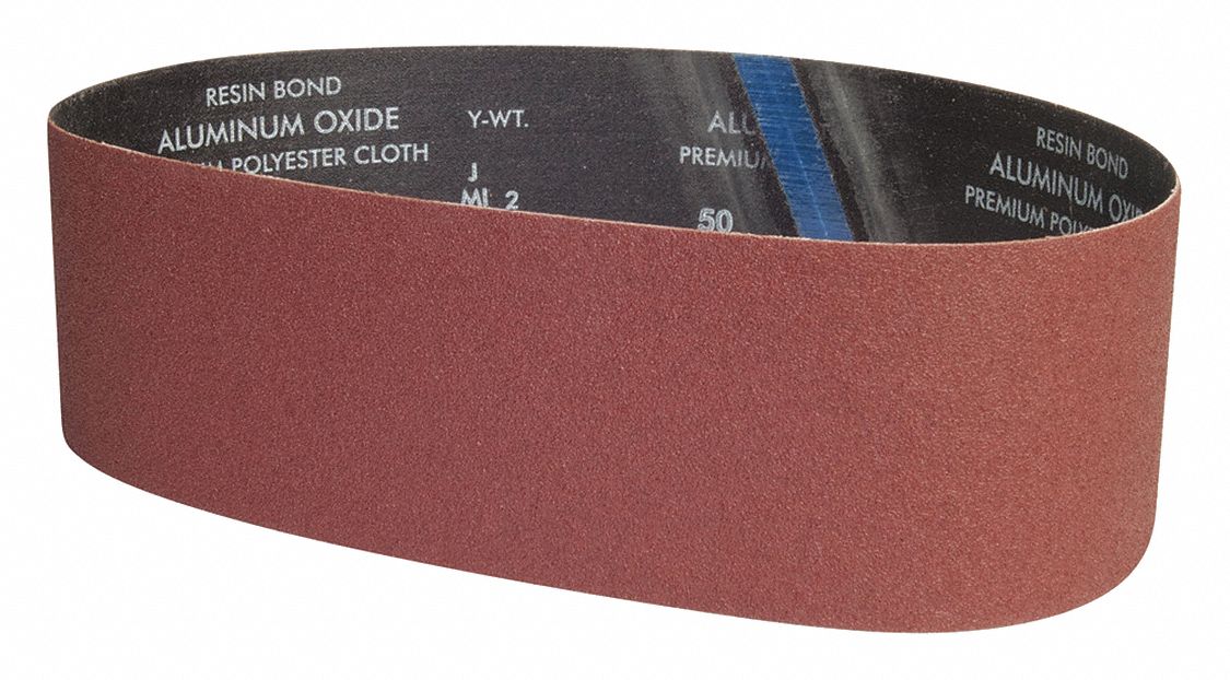 Sanding Belt: 6 in W x 48 in L, Aluminum Oxide, P36 Grit, Y Wt Polyester Backing