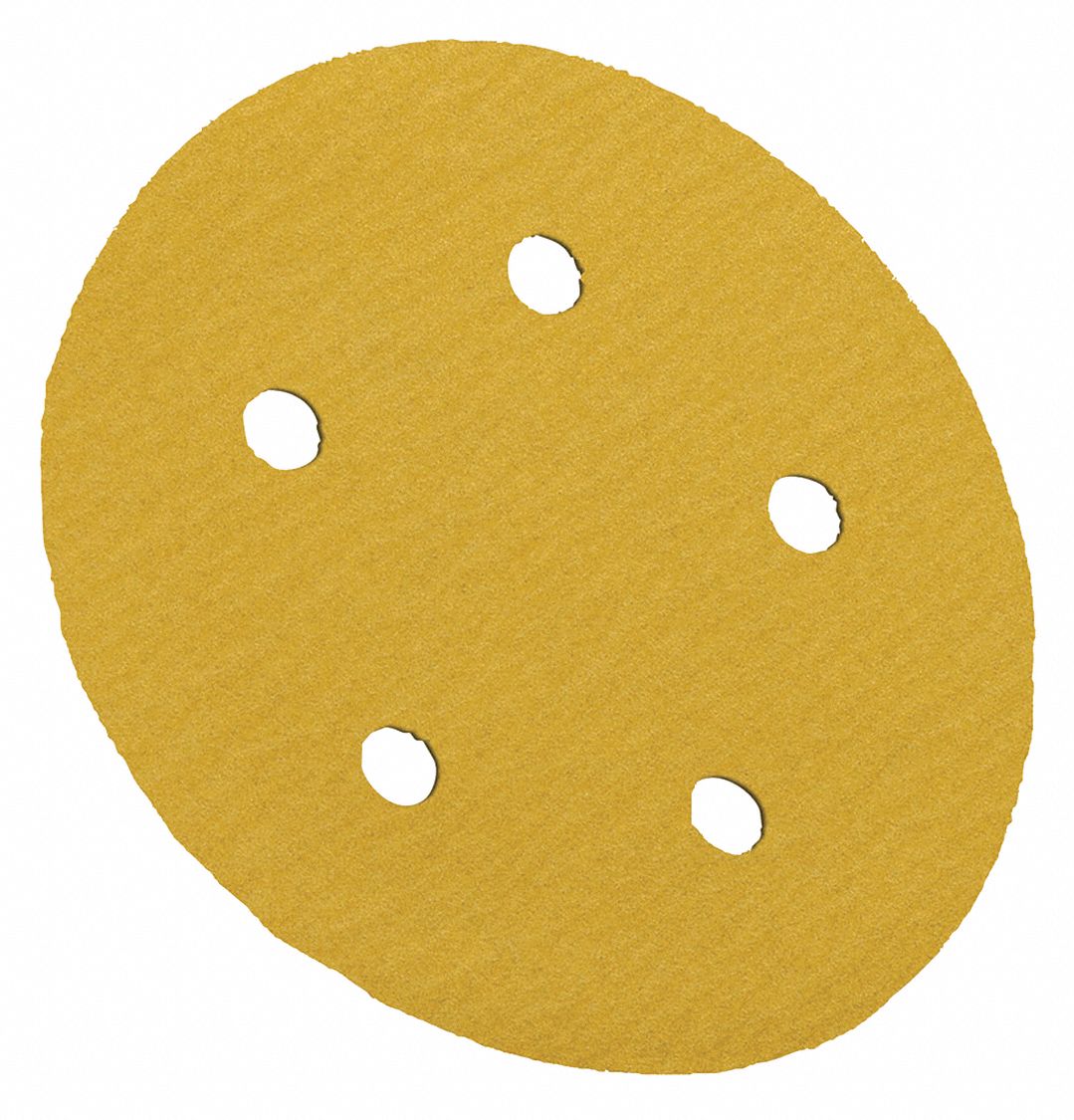 HOOK-AND-LOOP SANDING DISC, 5 IN DIAMETER, 5 HOLE, ALUMINUM OXIDE, P80 GRIT, B WEIGHT PAPER